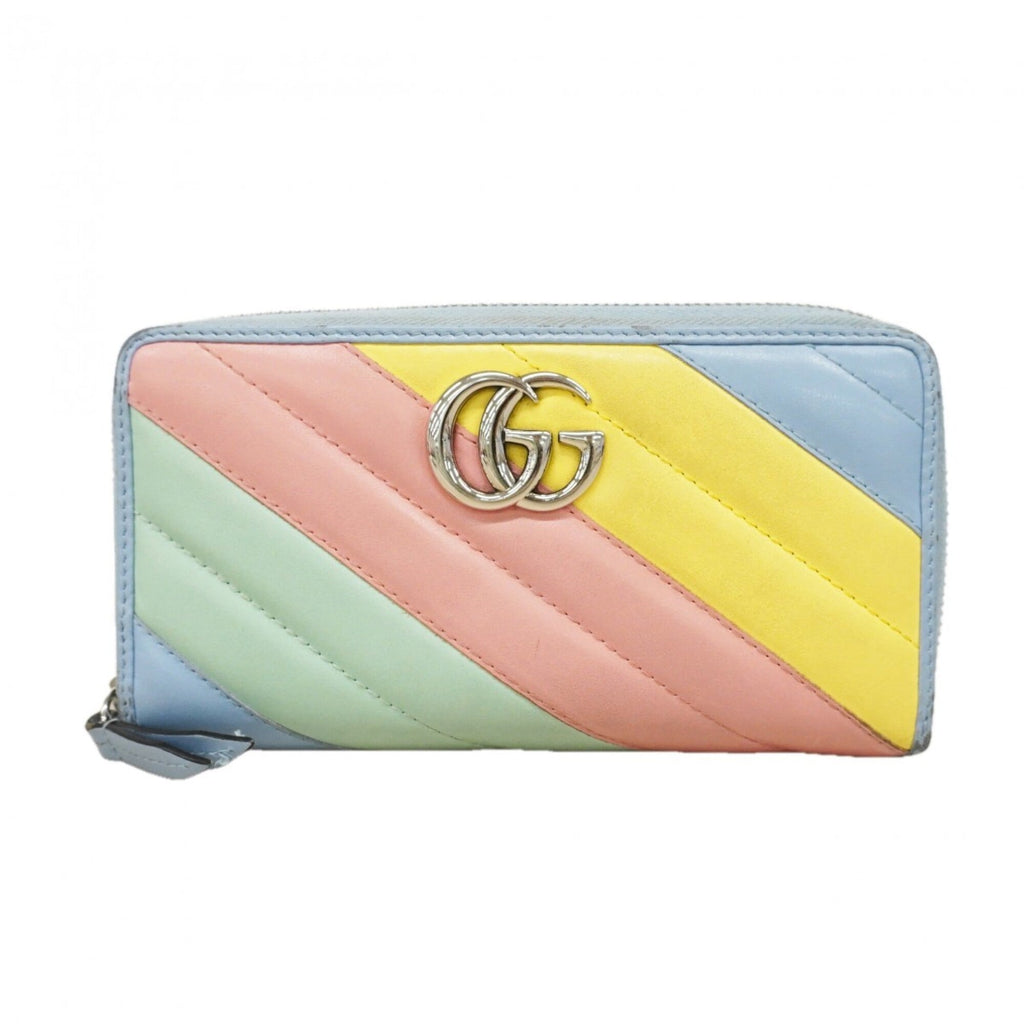 Gucci Blue Multi-Color Leather Long Wallet (Bi-Fold) (Pre-Owned)