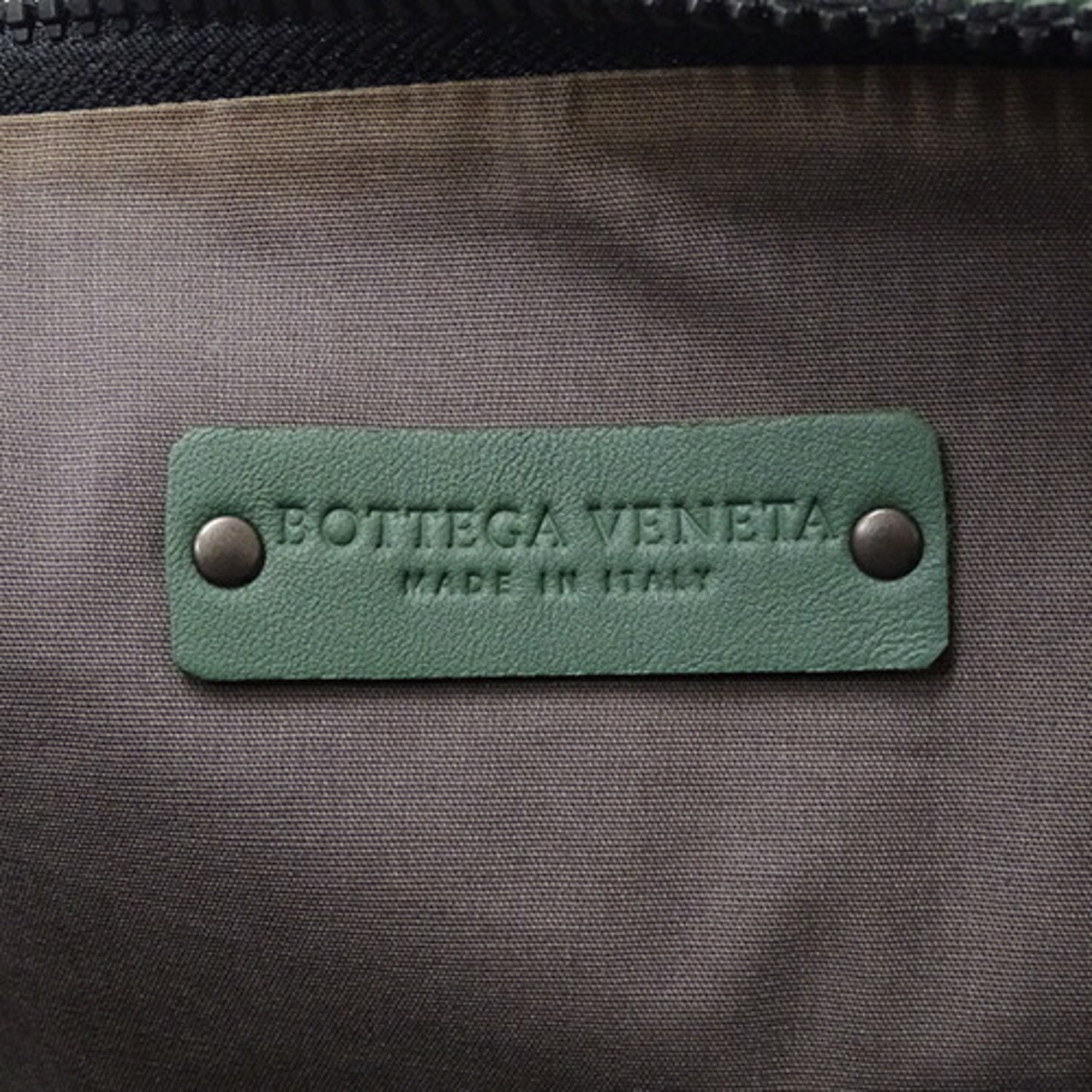 Bottega Veneta Black Blue Red Color Leather Nylon Clutch Bag
