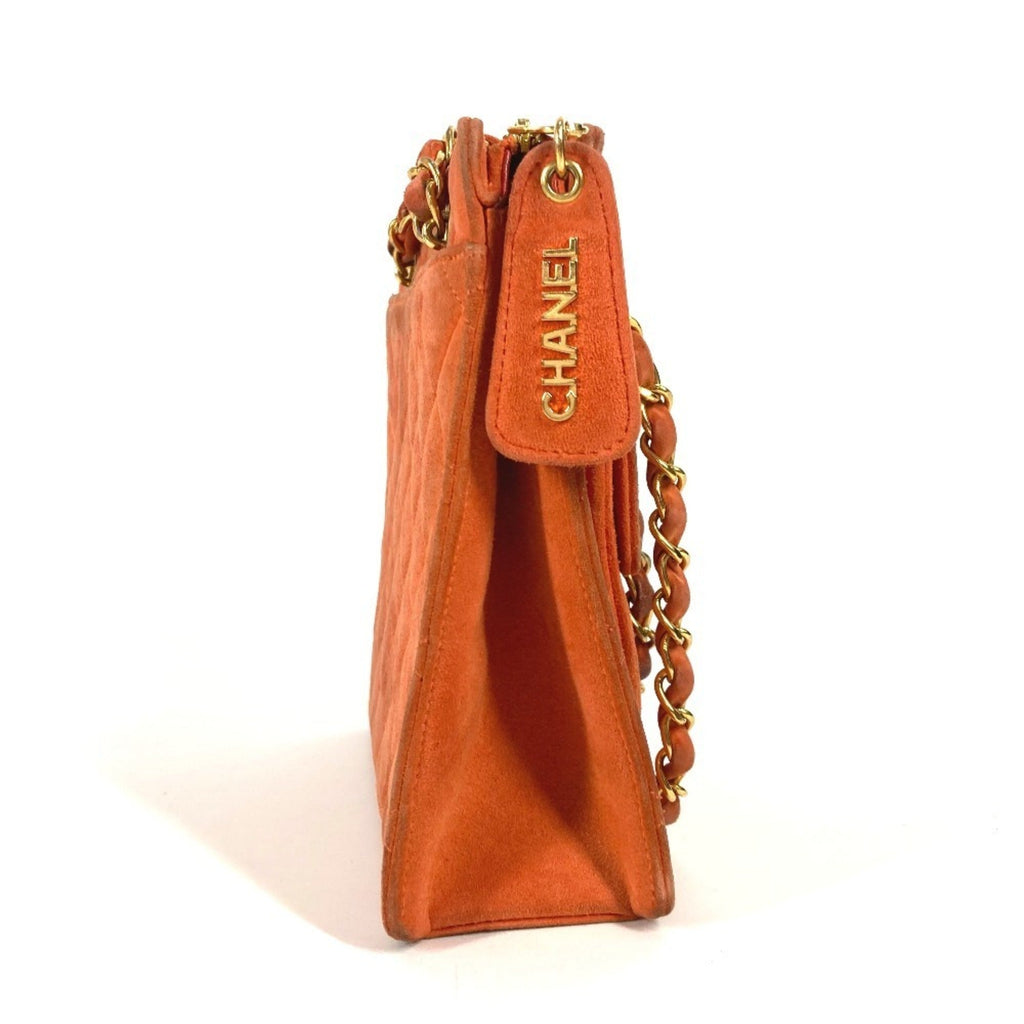 Chanel Orange Suede Handbag Shoulder Bag