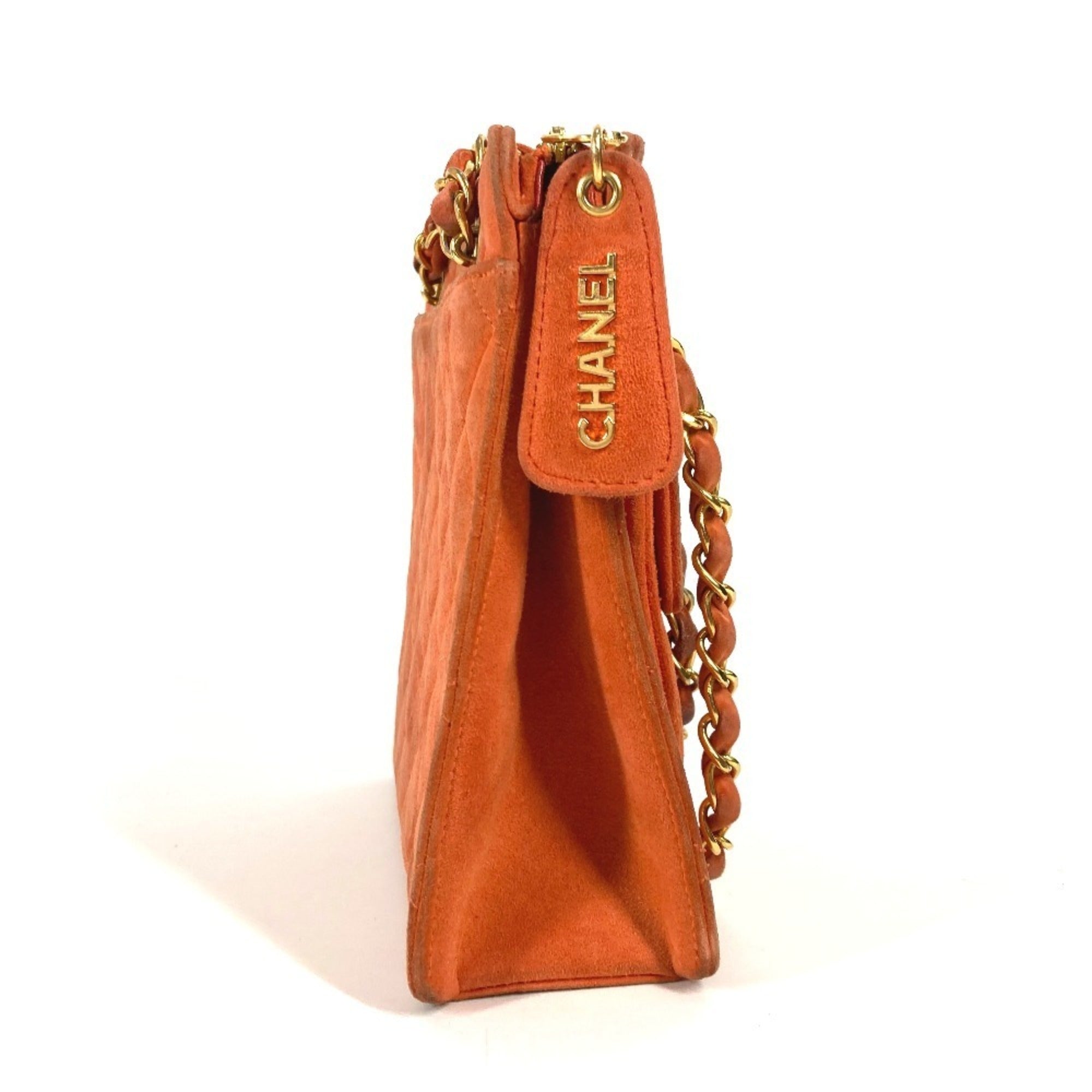 Chanel Orange Suede Handbag Shoulder Bag