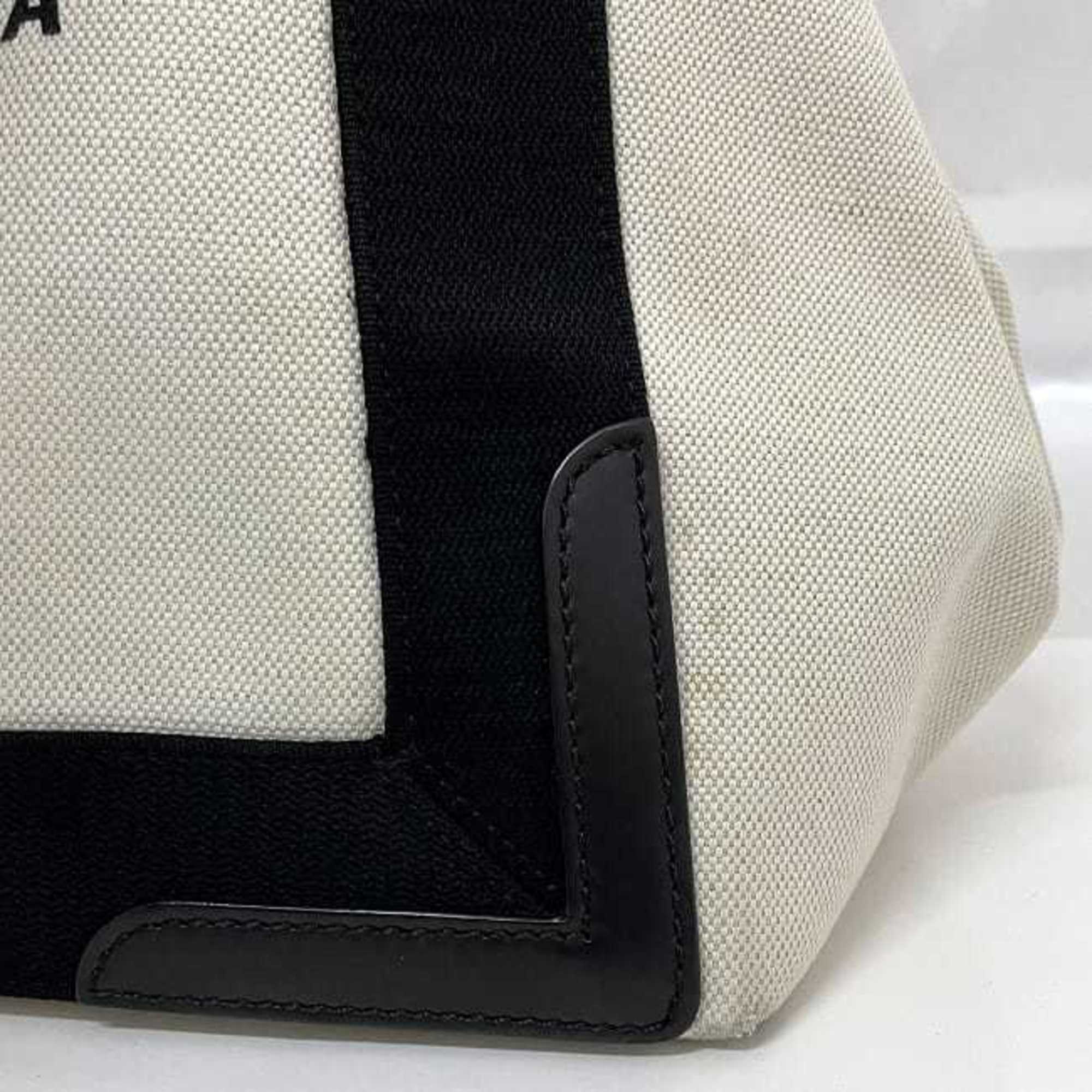 Balenciaga Black White Canvas Leather Handbag Tote