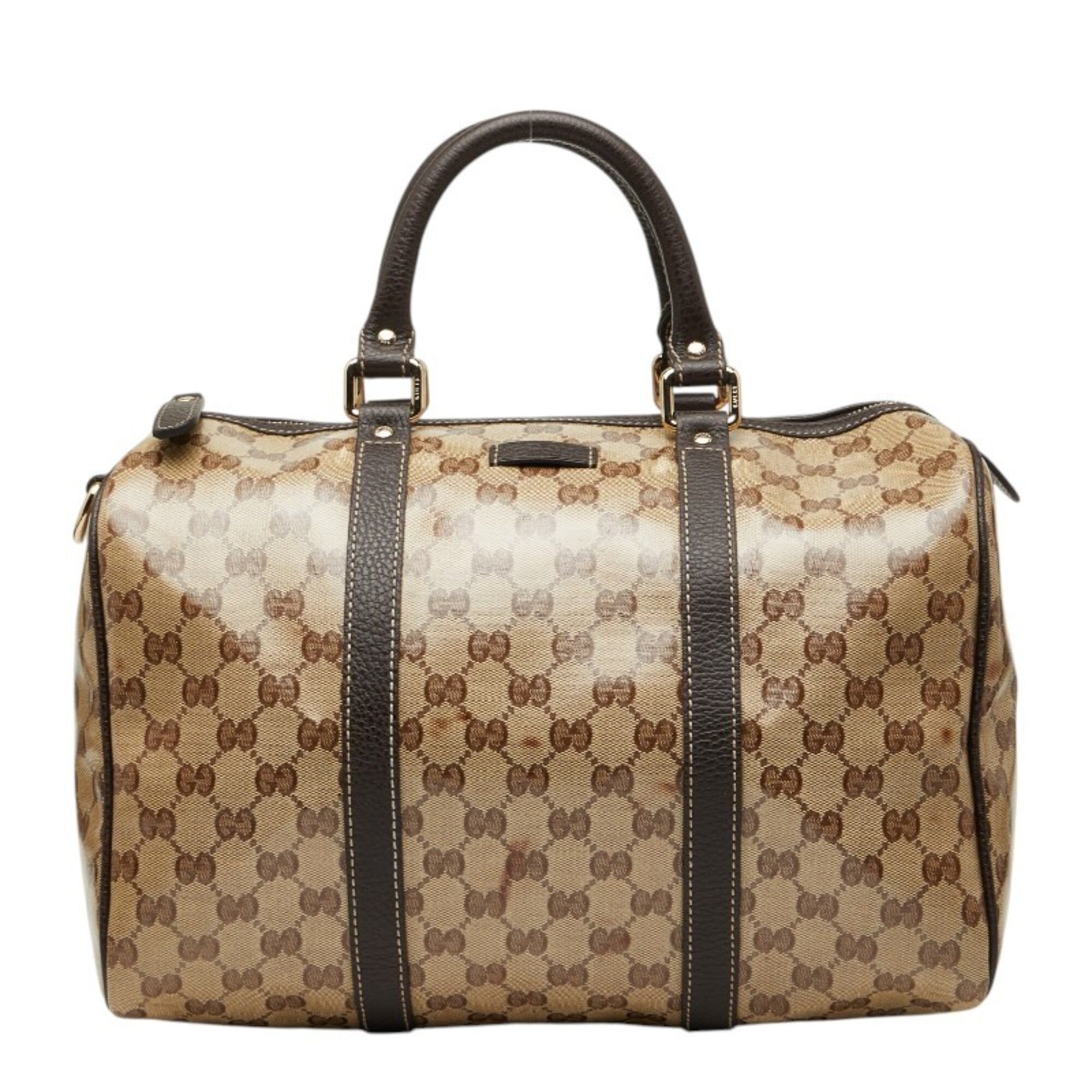 Gucci Beige Brown Pvc Leather Boston Bag Handbag (Pre-Owned)