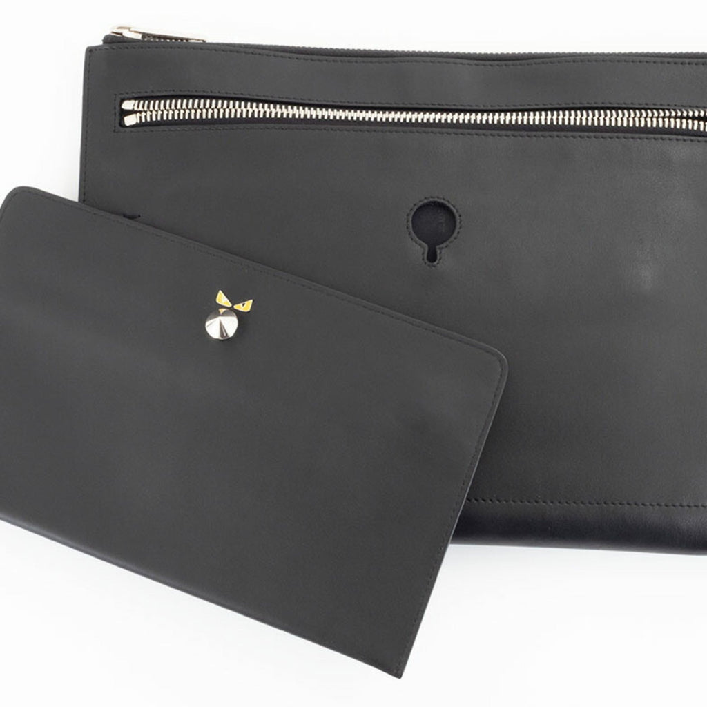 Fendi Black Leather Clutch Bag