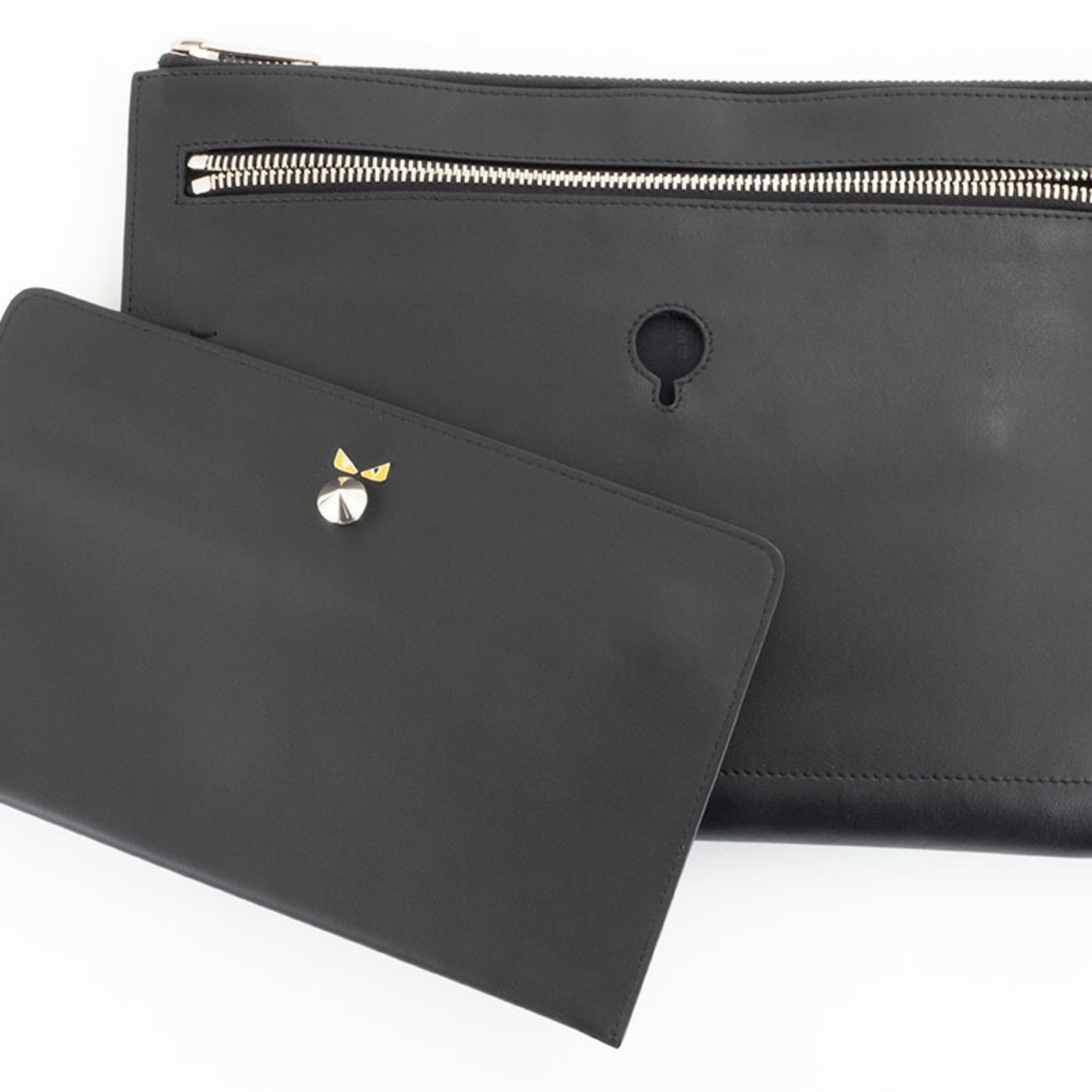 Fendi Black Leather Clutch Bag