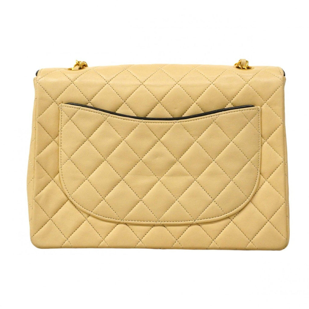 Chanel Beige Black Leather Shoulder Bag