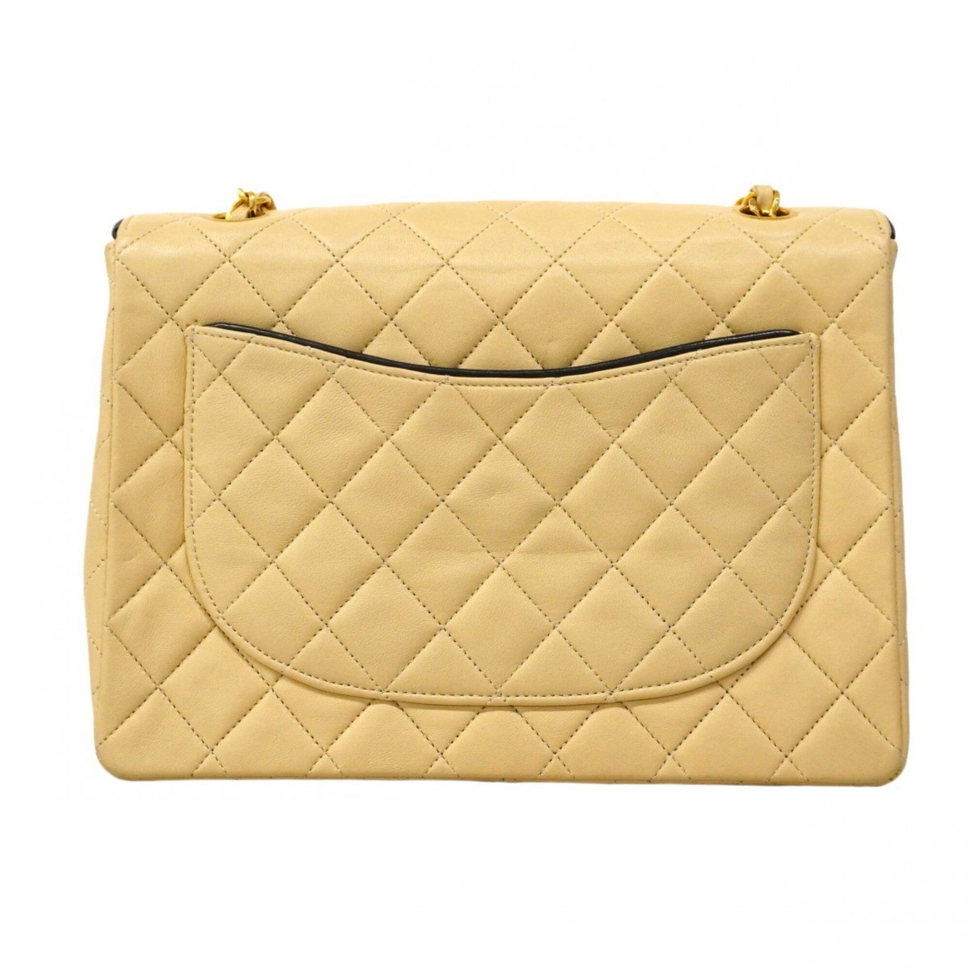 Chanel Beige Black Leather Shoulder Bag