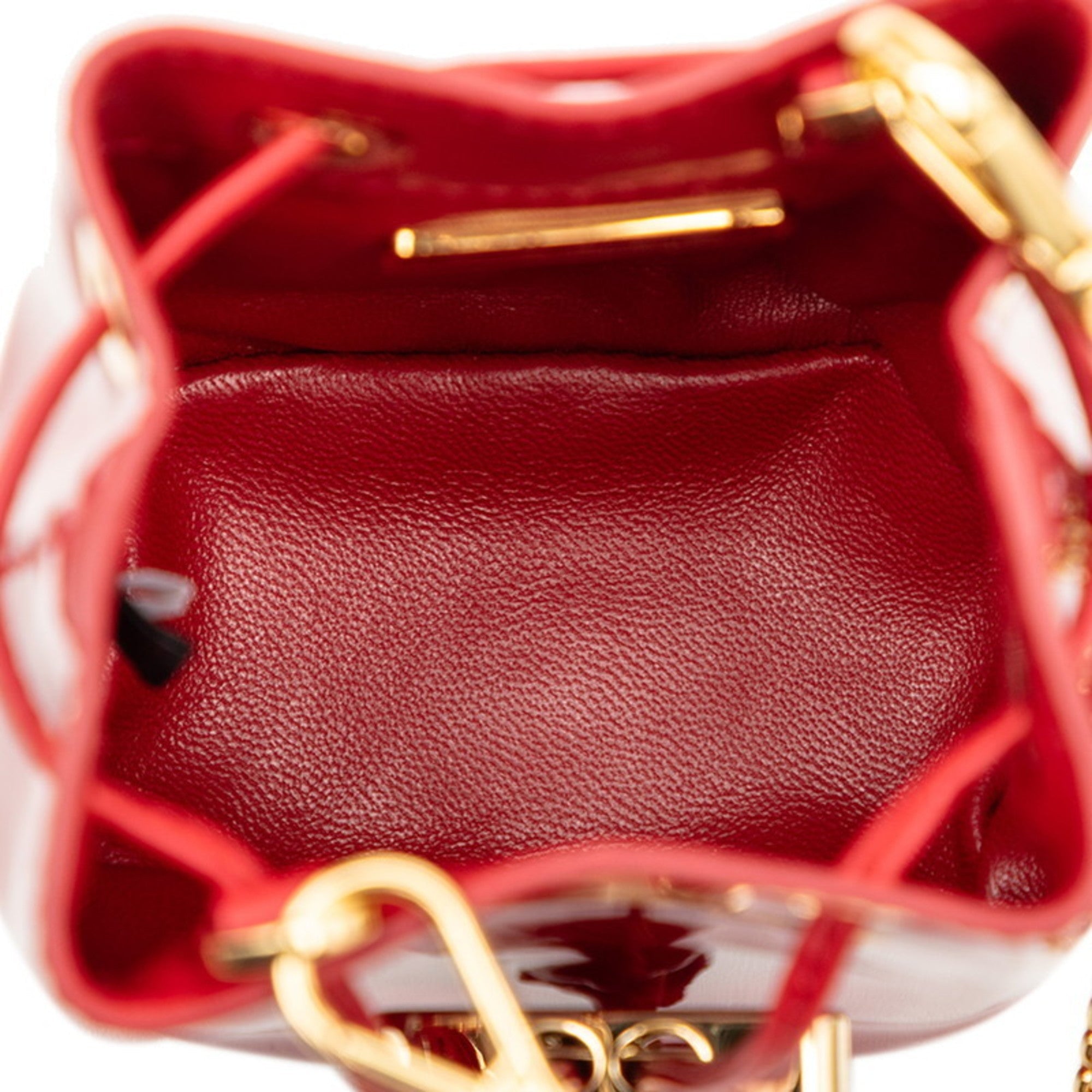 Prada Red Color Patent Leather Pouch Shoulder Bag