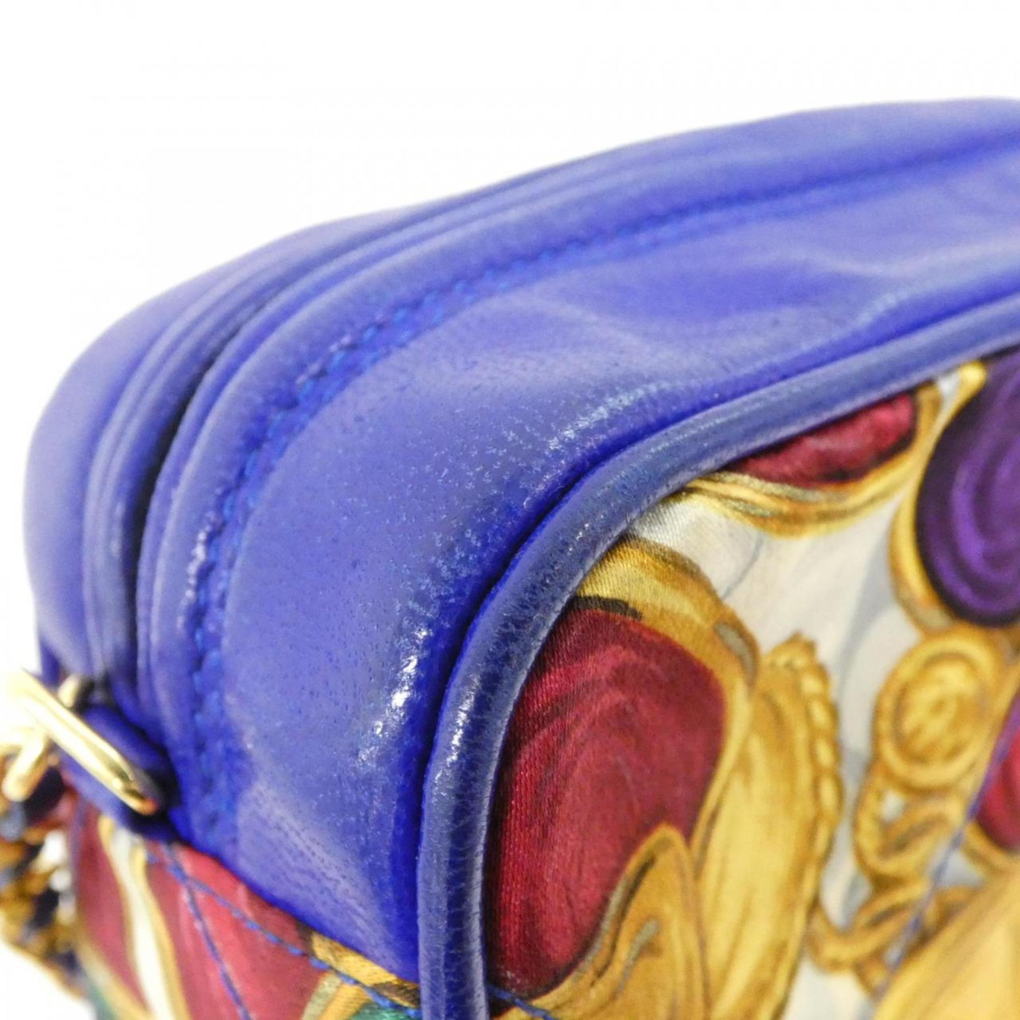Chanel Blue Multi-Color Satin Leather Shoulder Bag