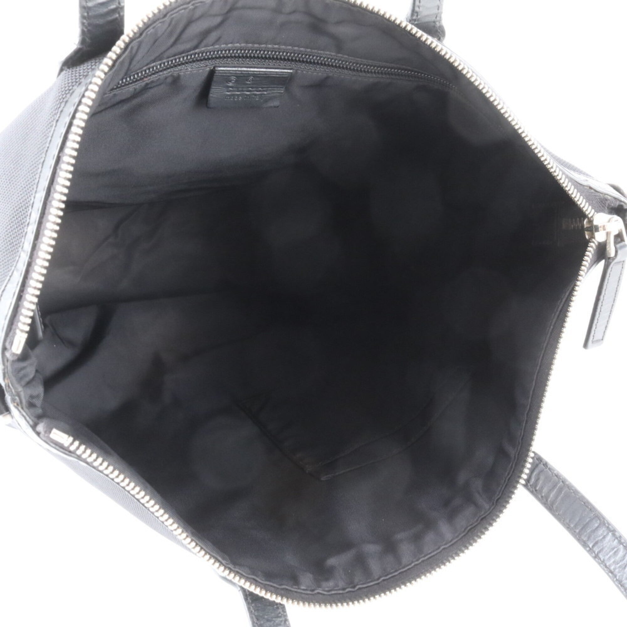 Gucci Sherry Line Black Leather Canvas Handbag (Pre-Owned)