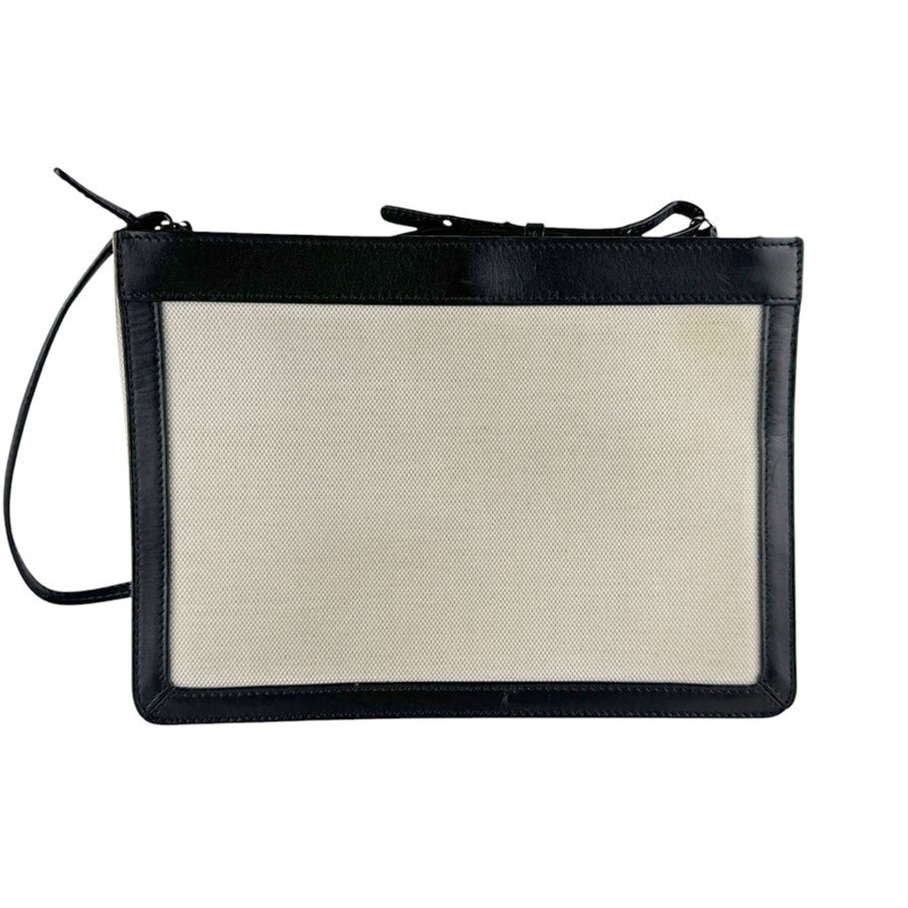 Balenciaga Black Ivory Canvas Leather Shoulder