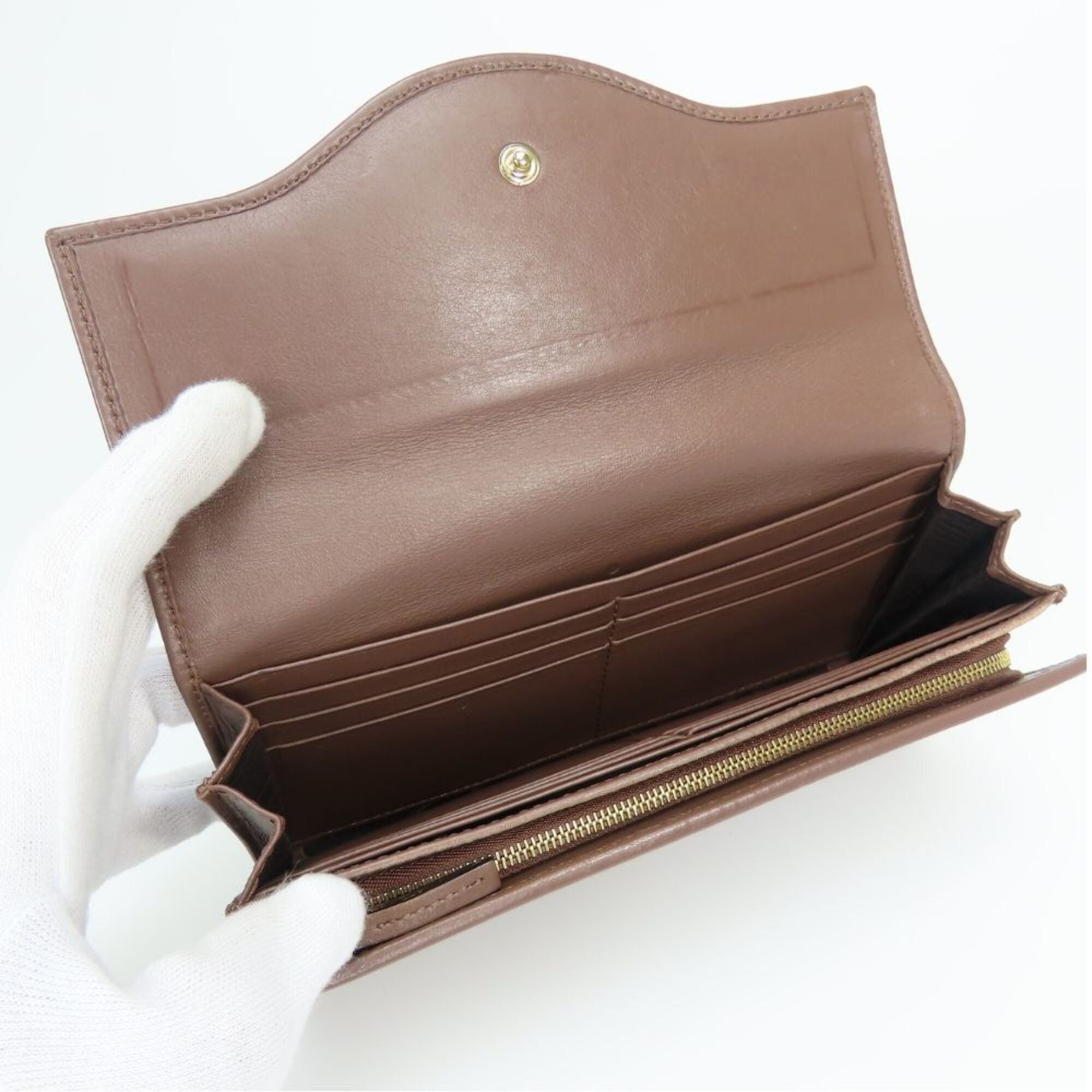 Gucci Brown Leather Long Wallet (Bi-Fold) (Pre-Owned)