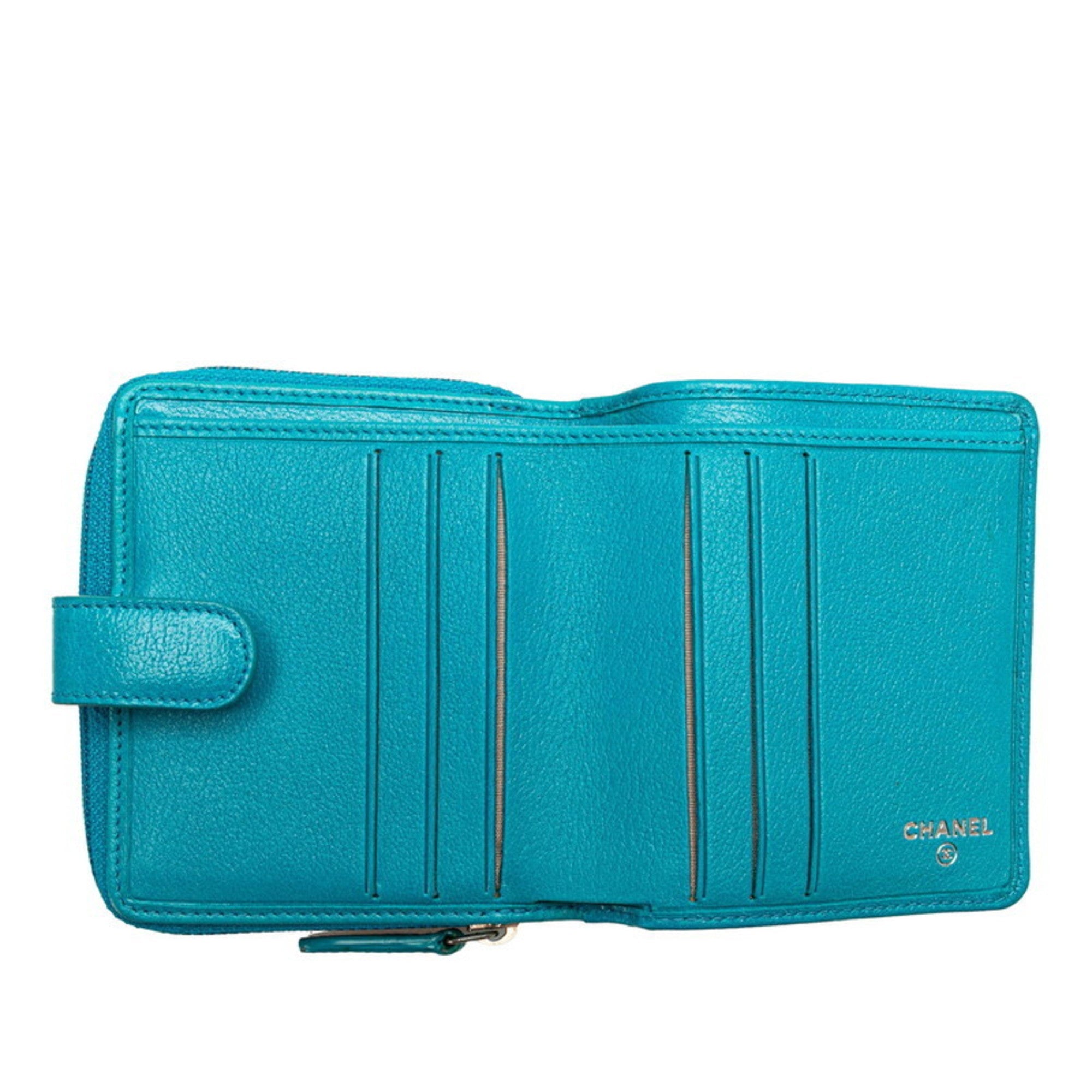 Chanel Light Blue Leather Wallet (Bi-Fold)