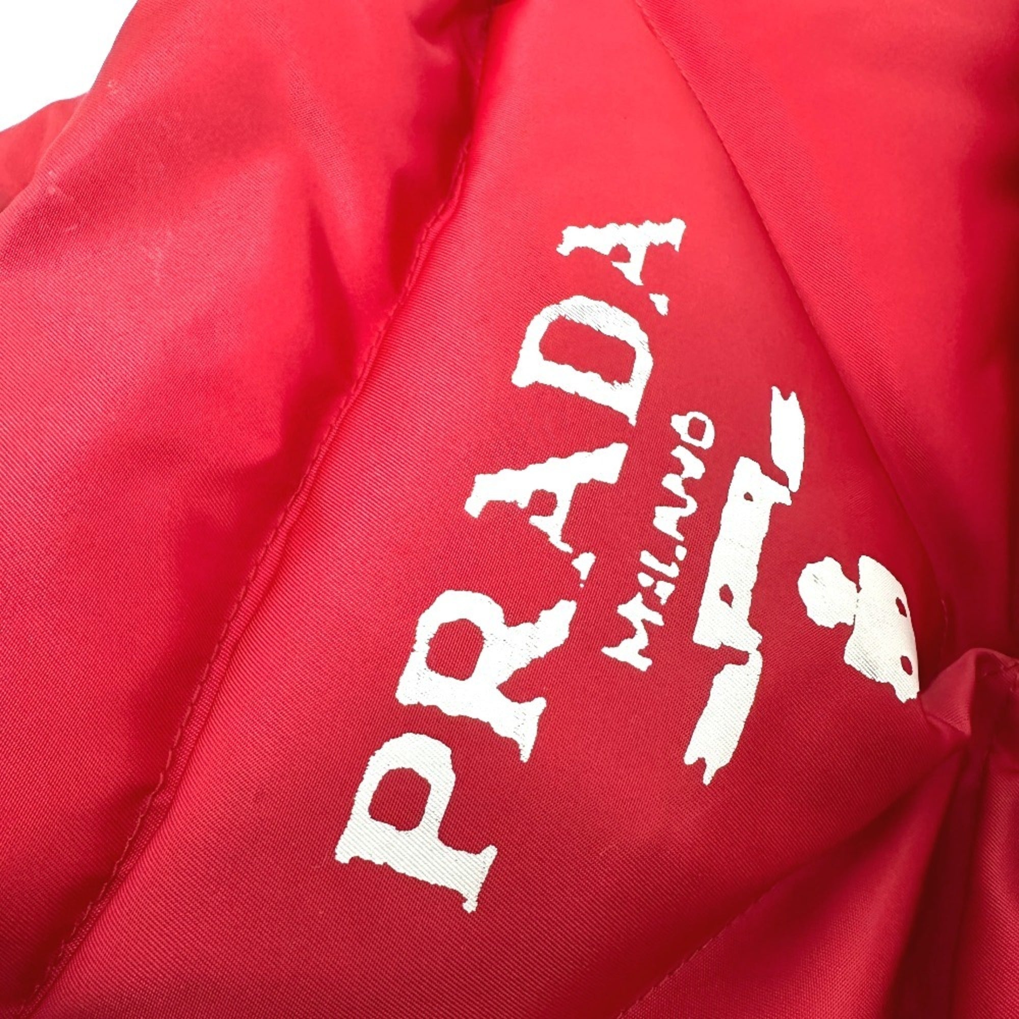Prada Red Color Nylon Tote Bag
