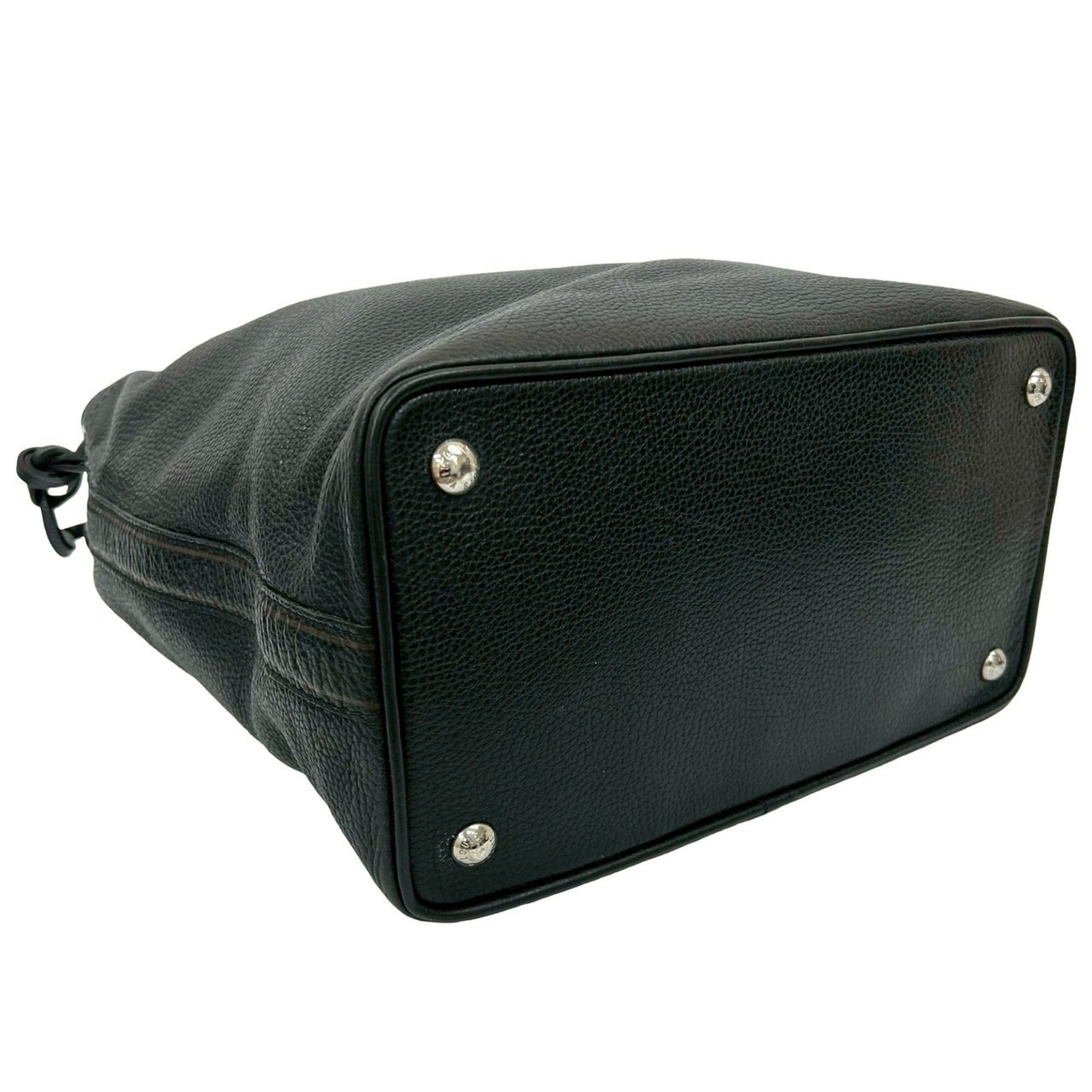 Louis Vuitton Black Leather Handbag Tote Bag