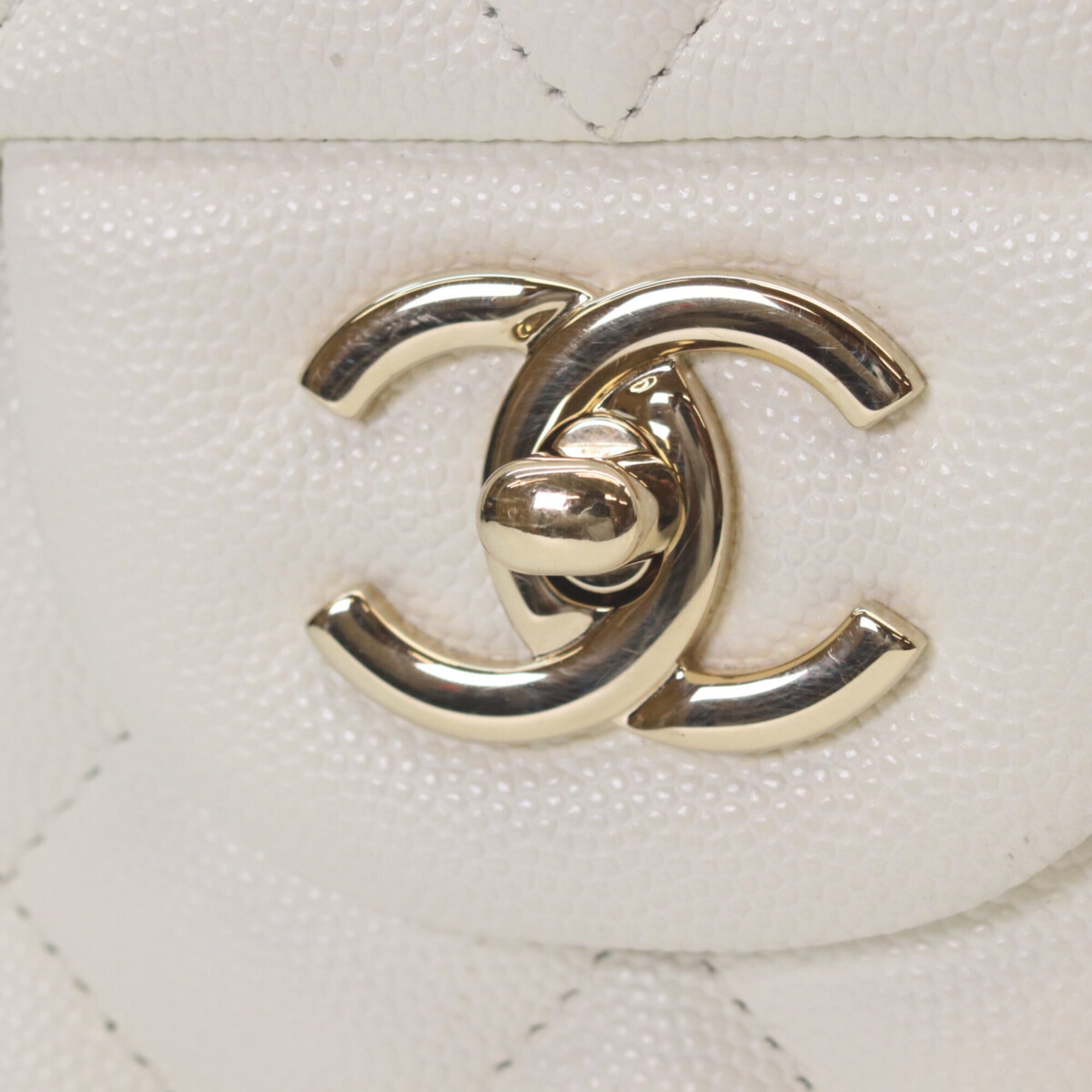 Chanel Ivory Grained Calfskin Shoulder Bag