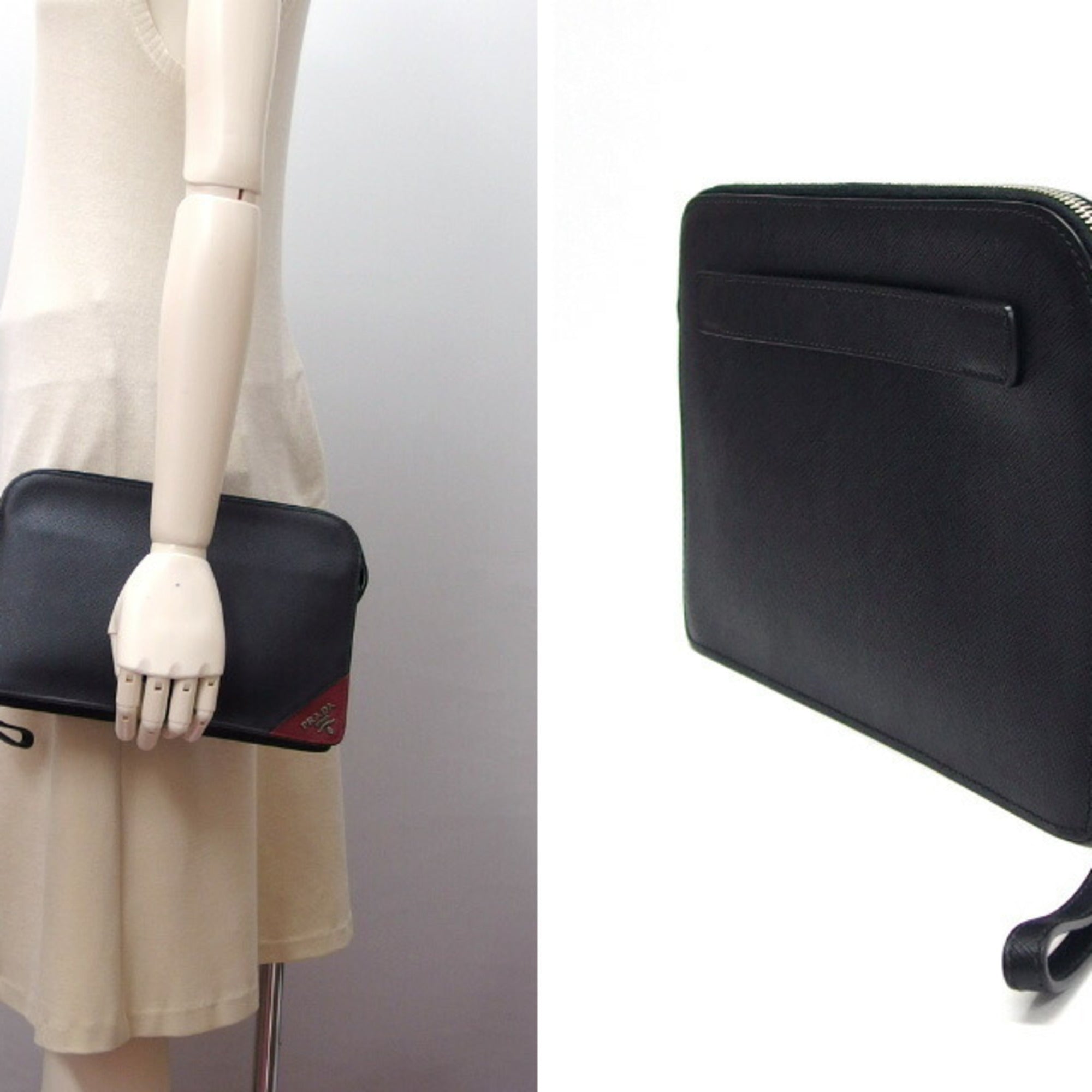 Prada Nero Leather Clutch Bag