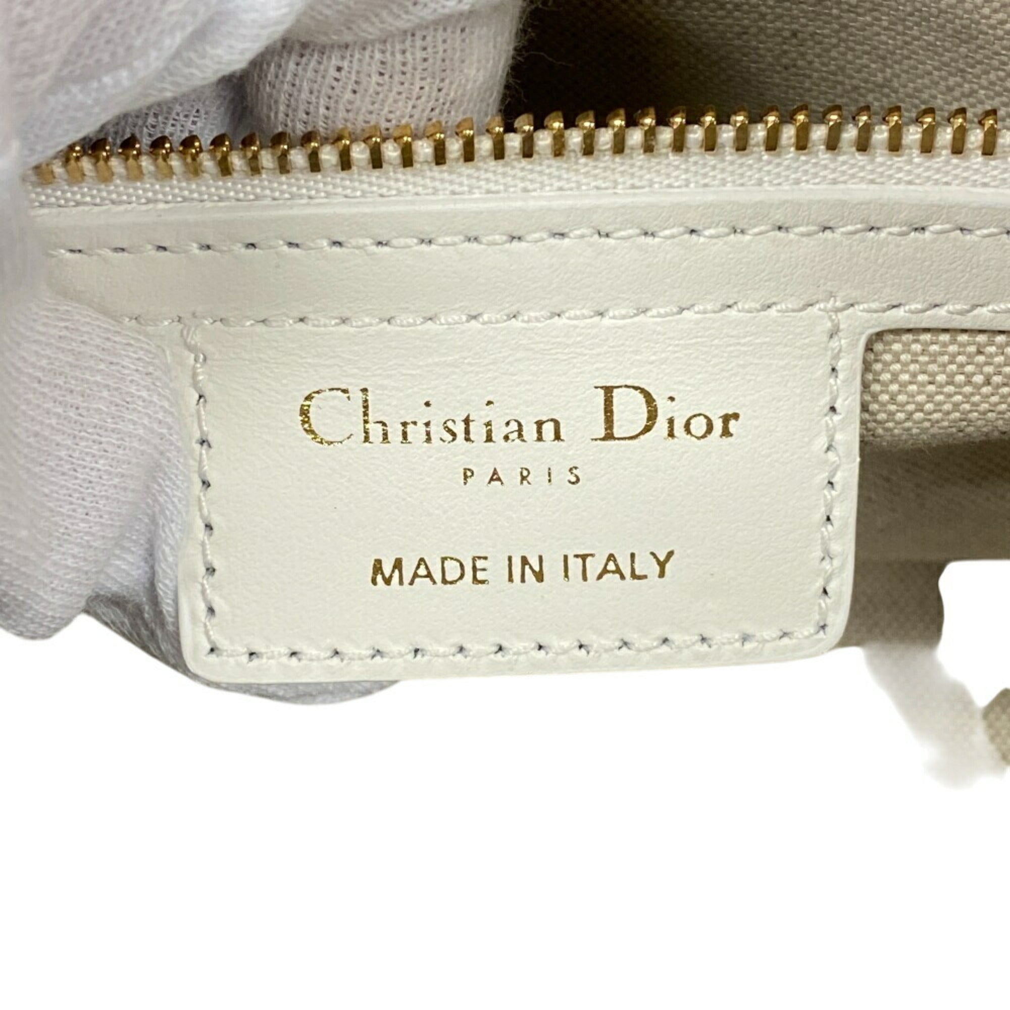 Christian Dior Navy White Leather Handbag (Pre-Owned)