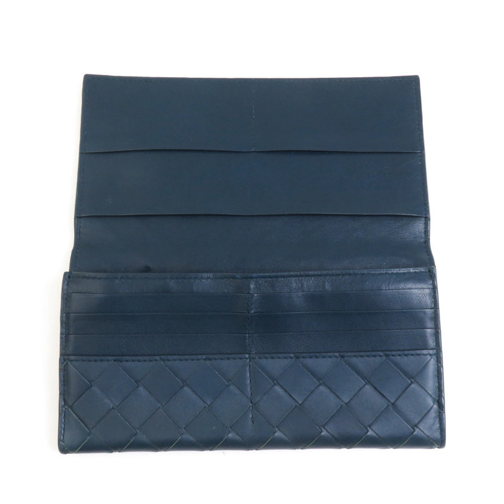 Bottega Veneta Blue Green Intrecciato Long Wallet (Bi-Fold)
