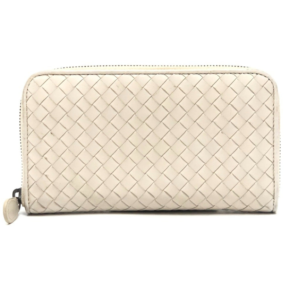 Bottega Veneta White Intrecciato Long Wallet (Bi-Fold)