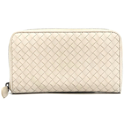 Bottega Veneta White Intrecciato Long Wallet (Bi-Fold)