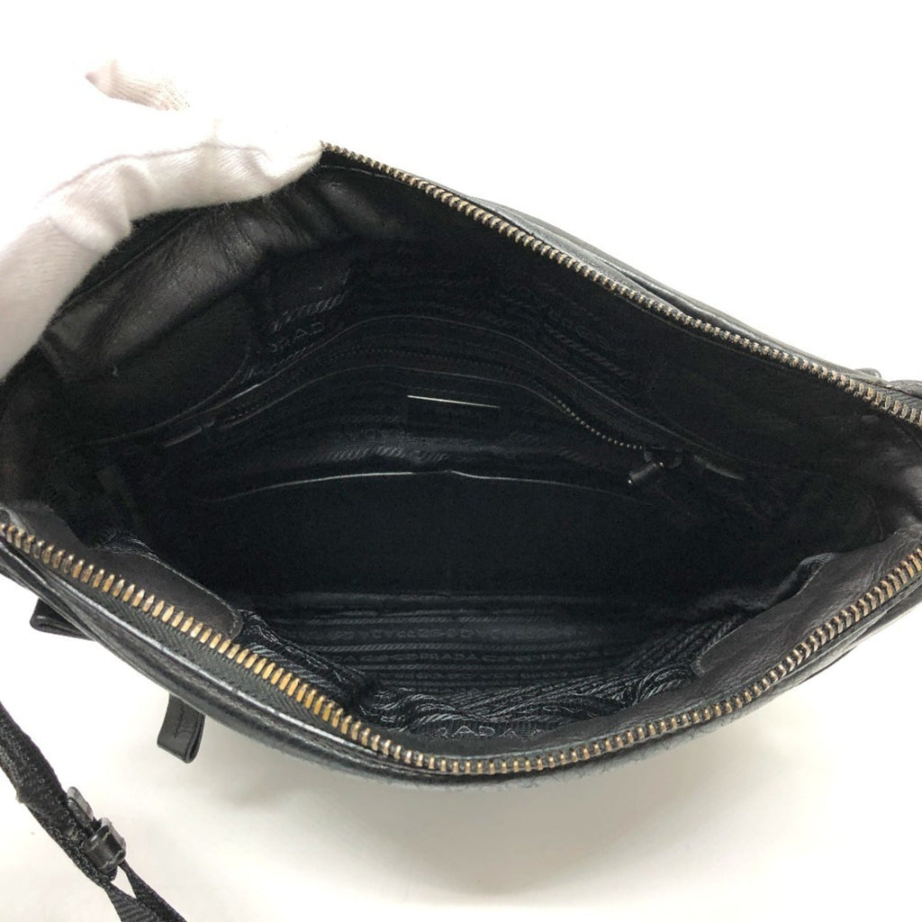 Prada Black Leather Messenger Bag Shoulder Bag