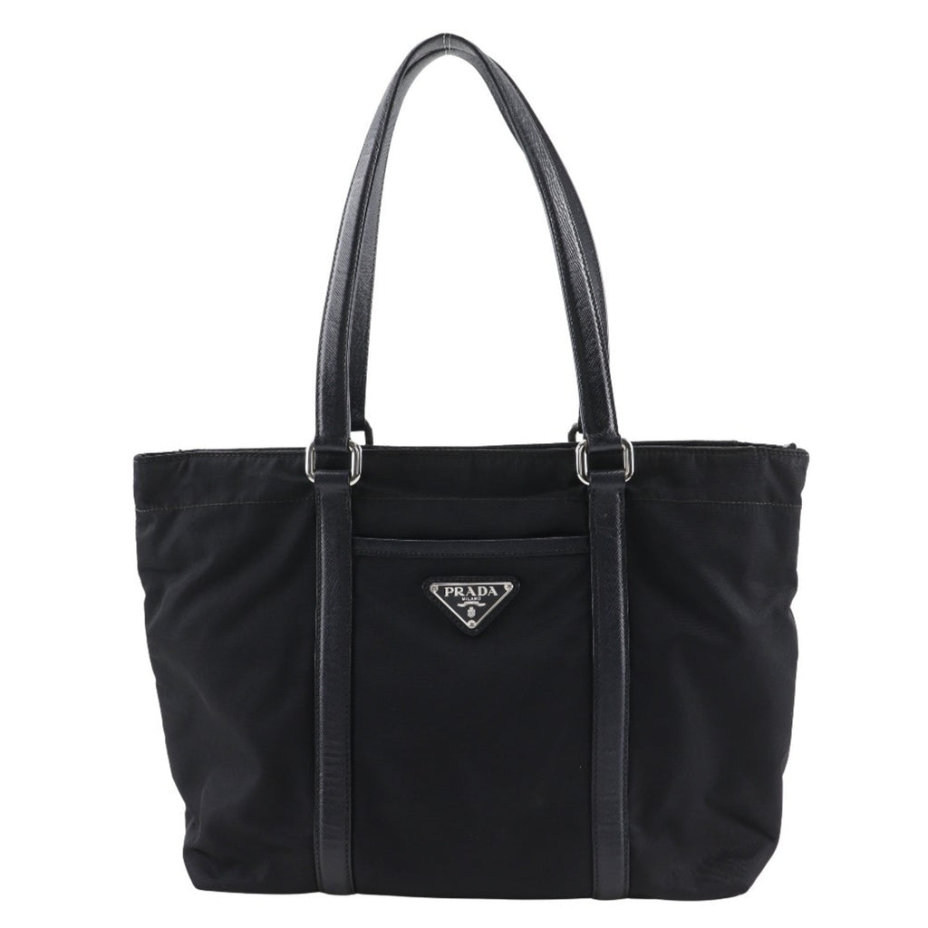 Prada Black Nero Nylon Leather Tote Bag