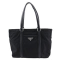 Prada Black Nero Nylon Leather Tote Bag