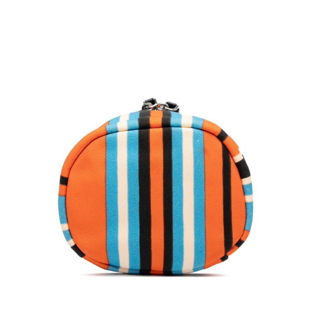 Prada Black Multi-Color Orange Canvas Leather Shoulder Bag