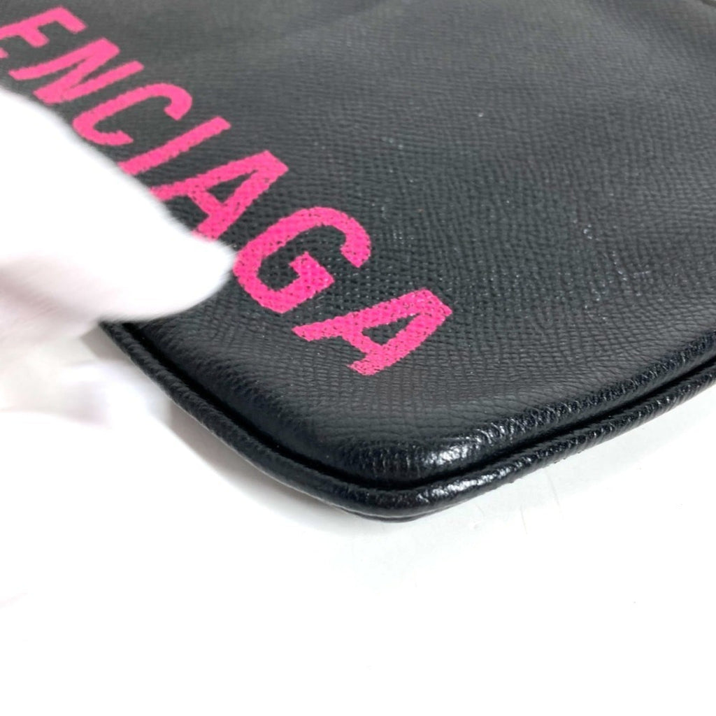 Balenciaga Black Pink Leather Clutch Bag Hand