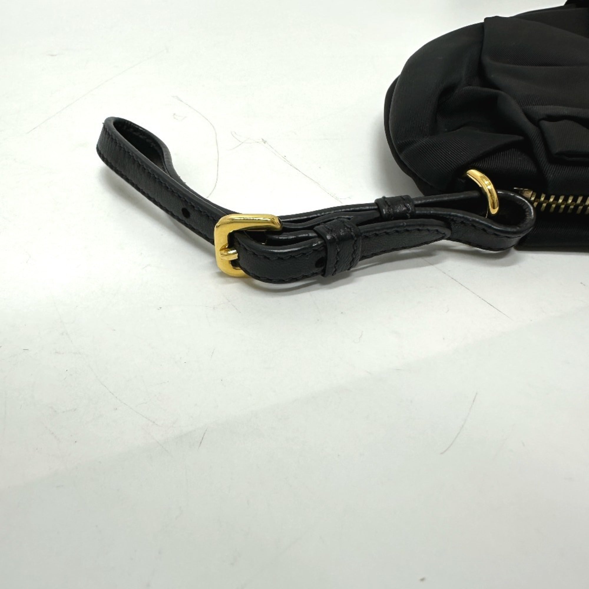 Prada Black Leather Nylon Pouch