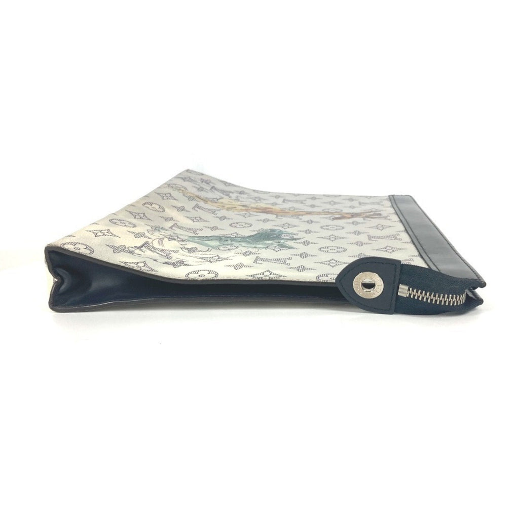 Louis Vuitton Navy White Leather Clutch Bag Pochette Pouch