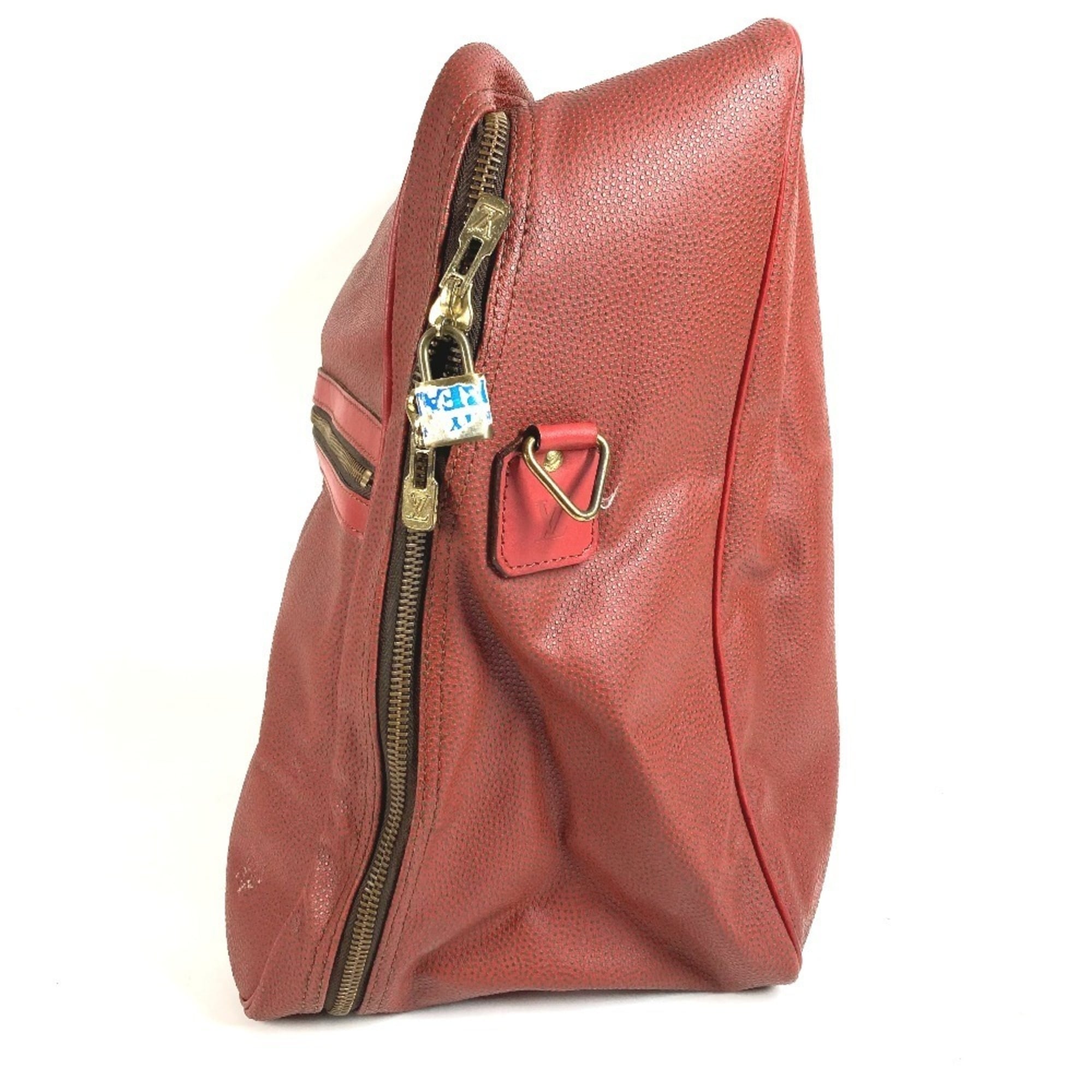 Louis Vuitton Red Color Leather Boston Bag Handbag Shoulder Bag