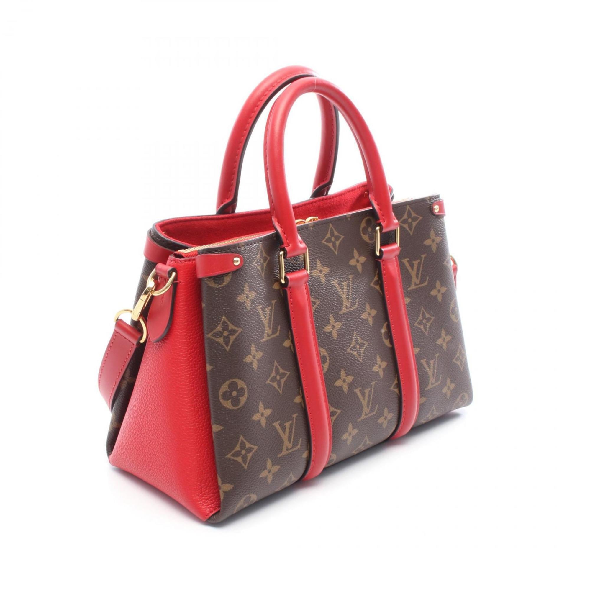 Louis Vuitton Brown Red Color Coated Canvas Pvc Leather Monogram Handbag