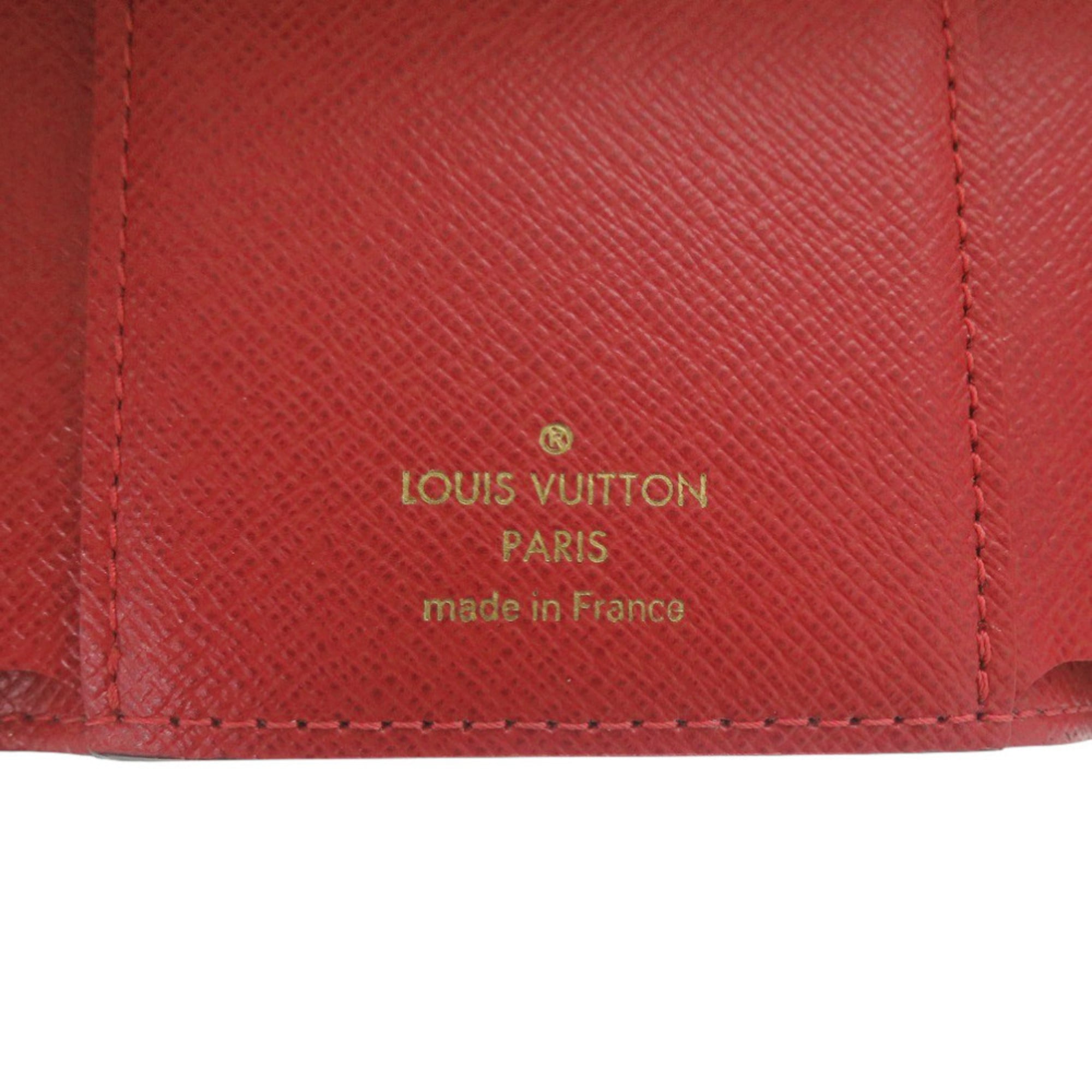 Louis Vuitton Brown Damier Canvas Red Color Damier Canvas Wallet (Tri-Fold)