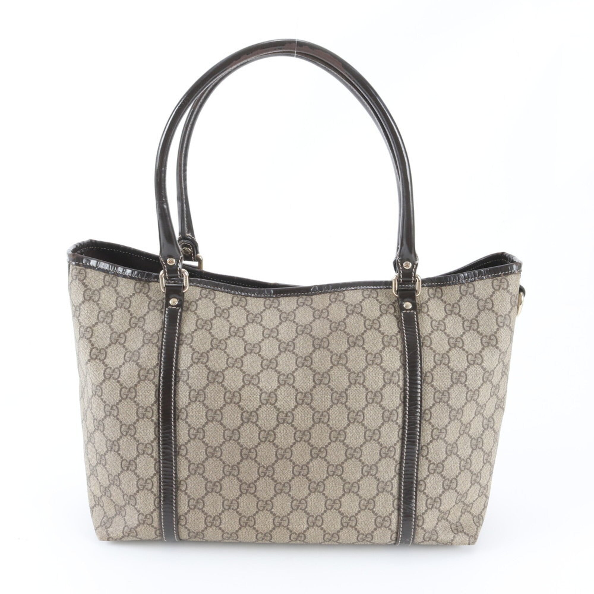 Gucci Beige Brown Leather Coated Canvas Handbag Shoulder Bag Tote Bag (Pre-Owned)