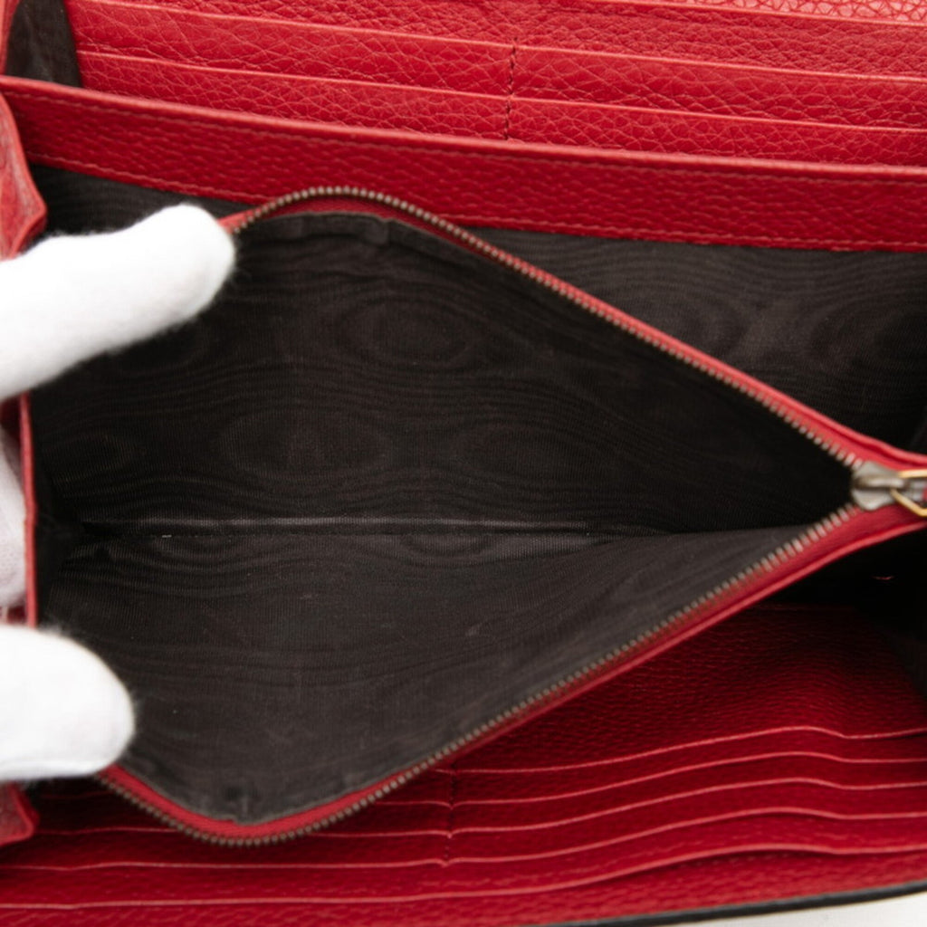 Gucci Red Color Leather Shoulder Bag (Pre-Owned)