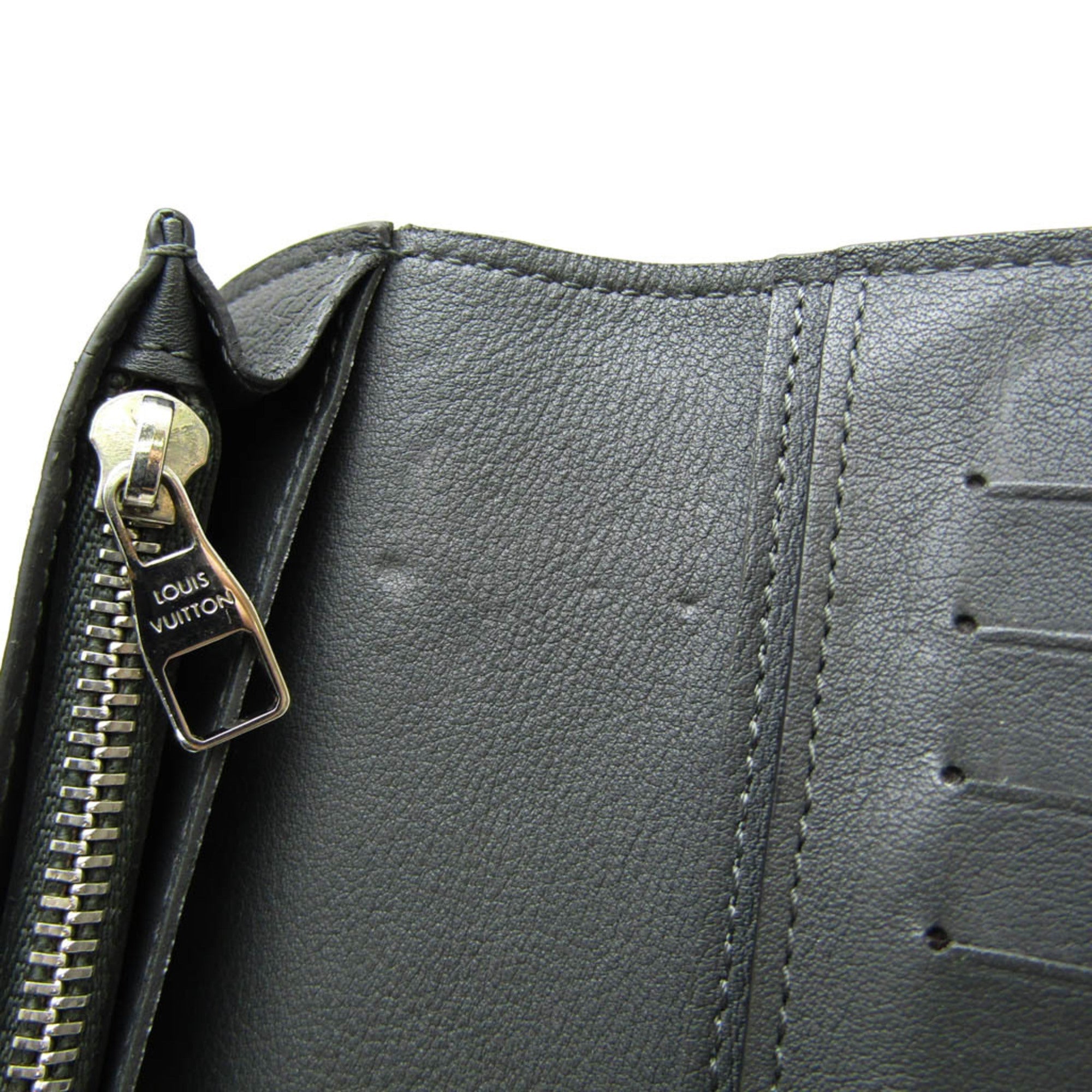 Louis Vuitton Taurillon Lv Charcoal Leather Long Wallet