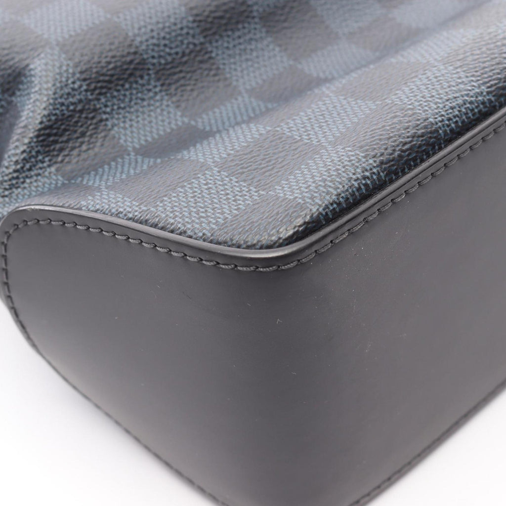 Louis Vuitton Black Blue Coated Canvas Leather Tote Bag