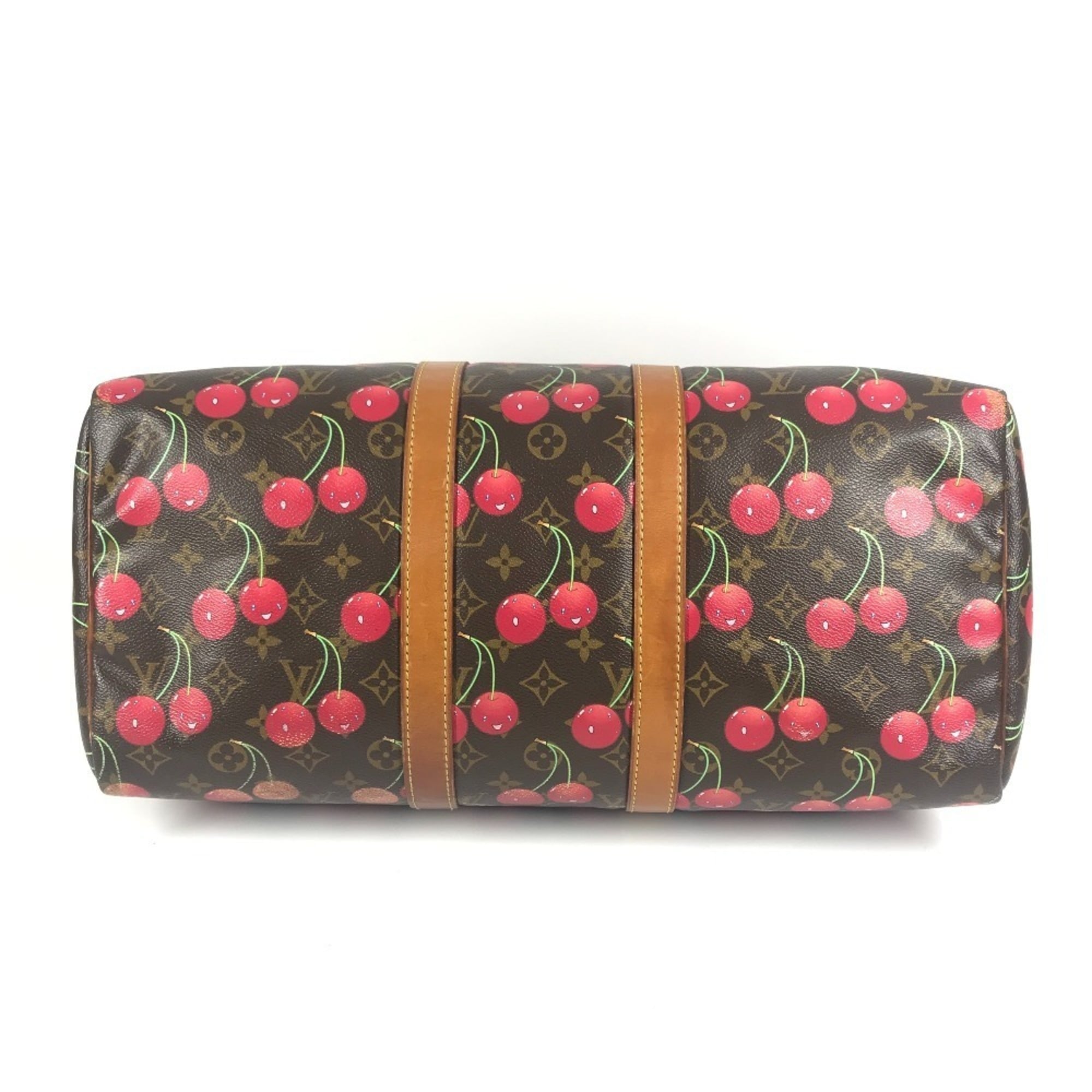 Louis Vuitton Brown Monogram Cherry Red Color Monogram Boston Bag