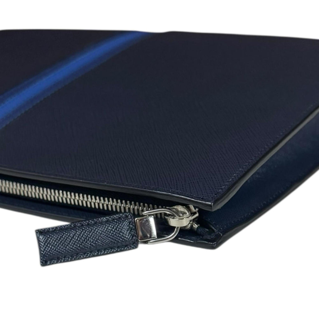 Prada Blue Navy Leather Clutch Bag