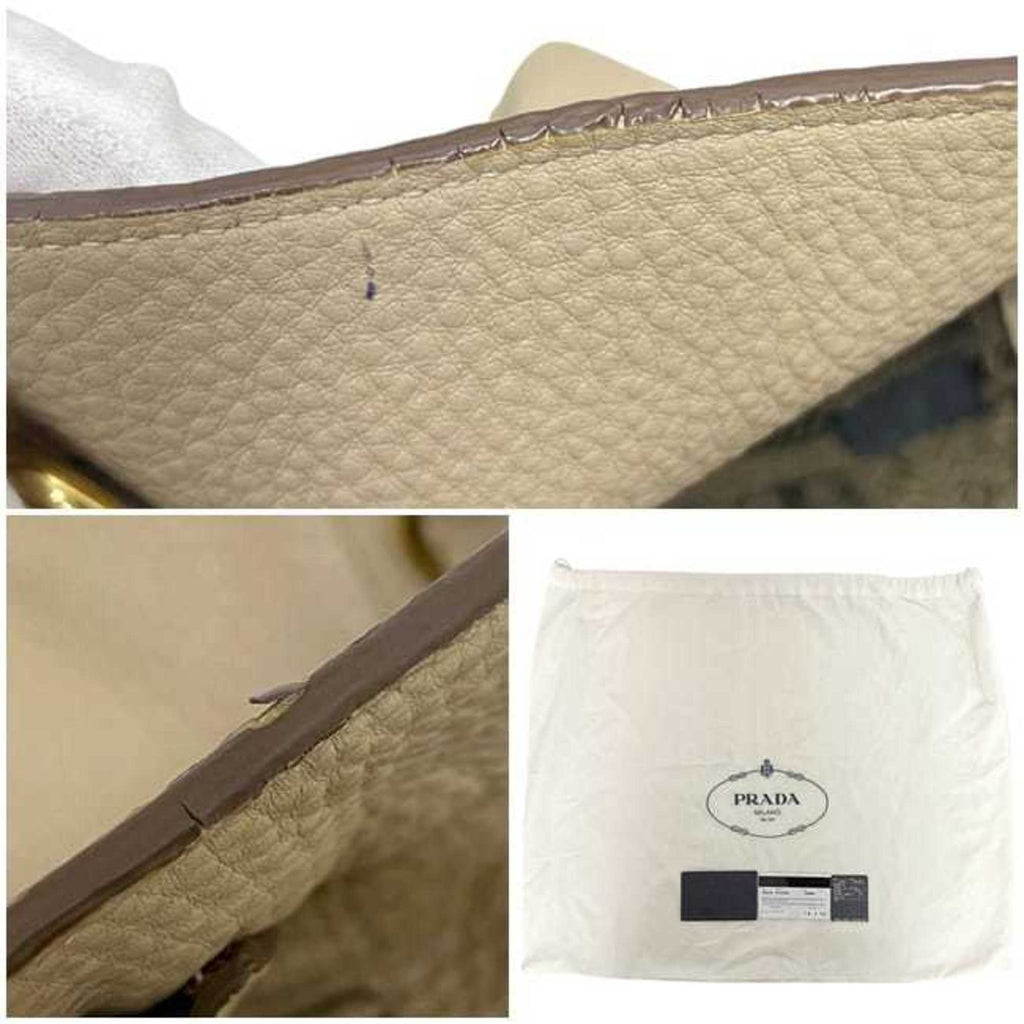 Prada Beige Leather Handbag Shoulder Bag
