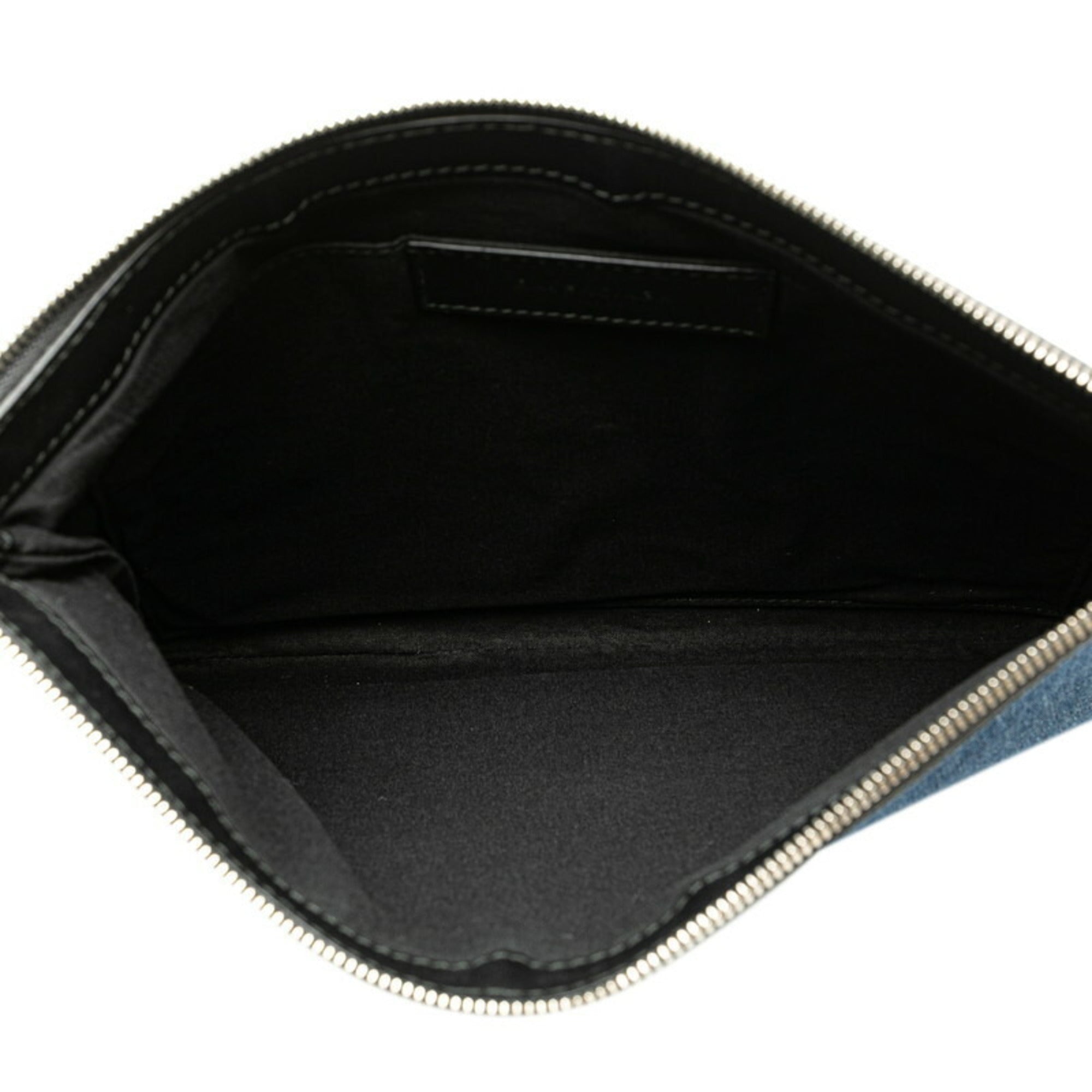 Balenciaga Black Denim Leather Clutch