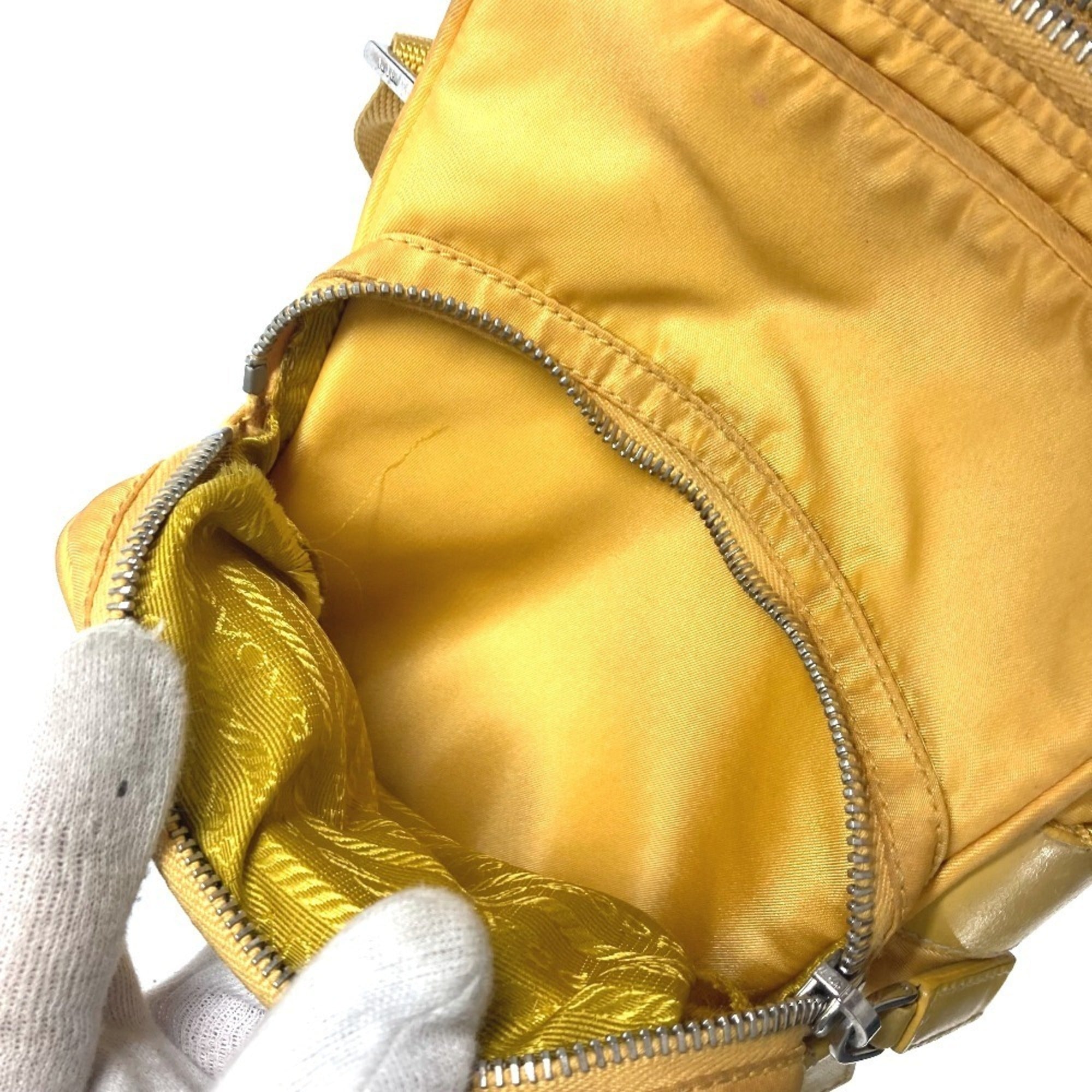Prada Yellow Nylon Pochette Shoulder Bag