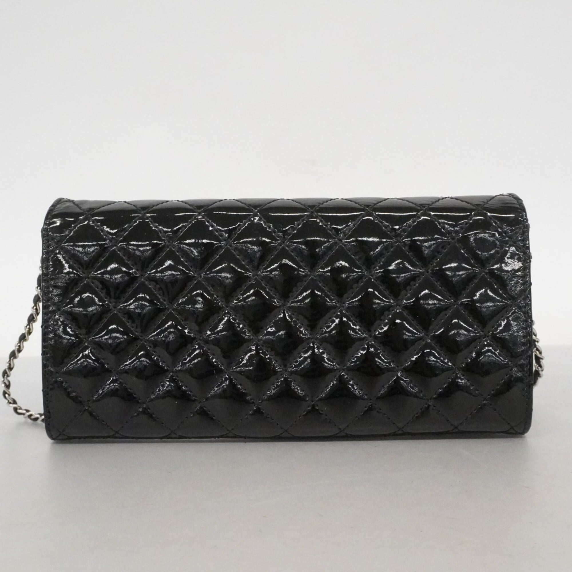 Chanel Black Patent Leather Chain/Shoulder Wallet