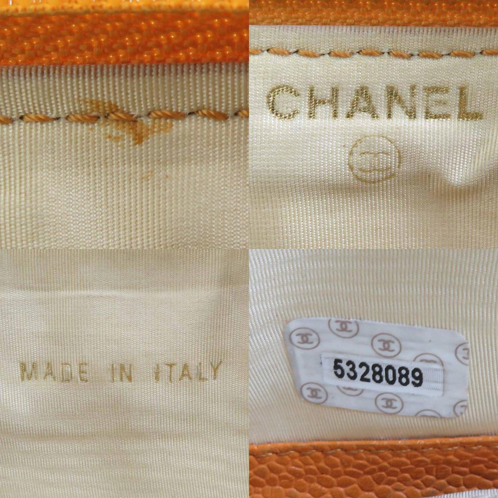 Chanel Orange Grained Calfskin Long Wallet (Bi-Fold)