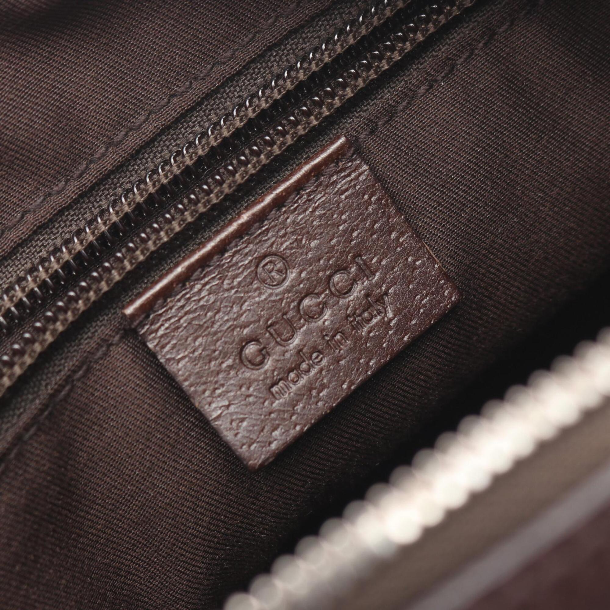 Gucci Beige Brown Canvas Leather Handbag Shoulder Bag (Pre-Owned)