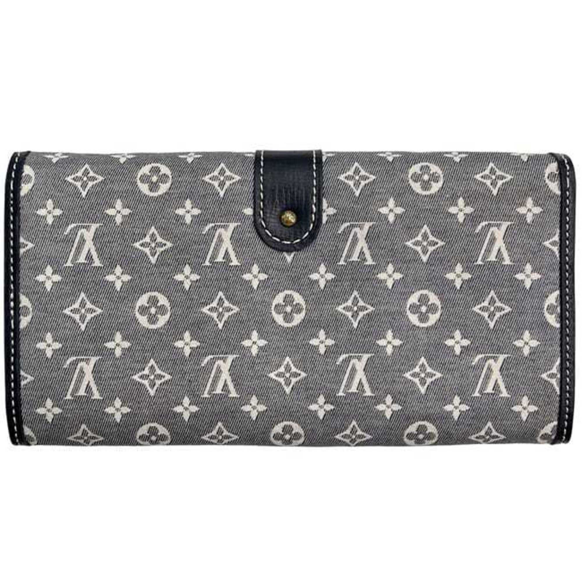 Louis Vuitton Gray Navy Canvas Leather Long Wallet