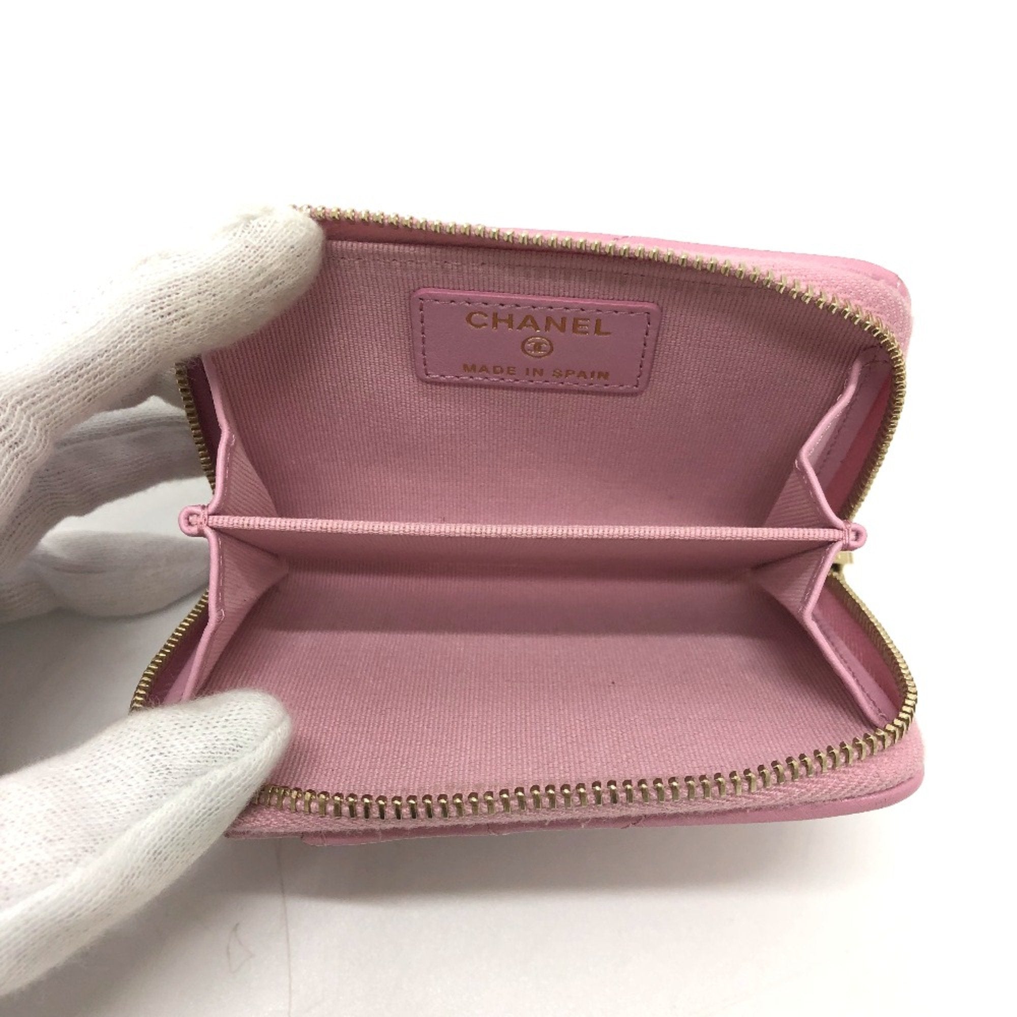 Chanel Pink Leather Coin Purse/Coin Case