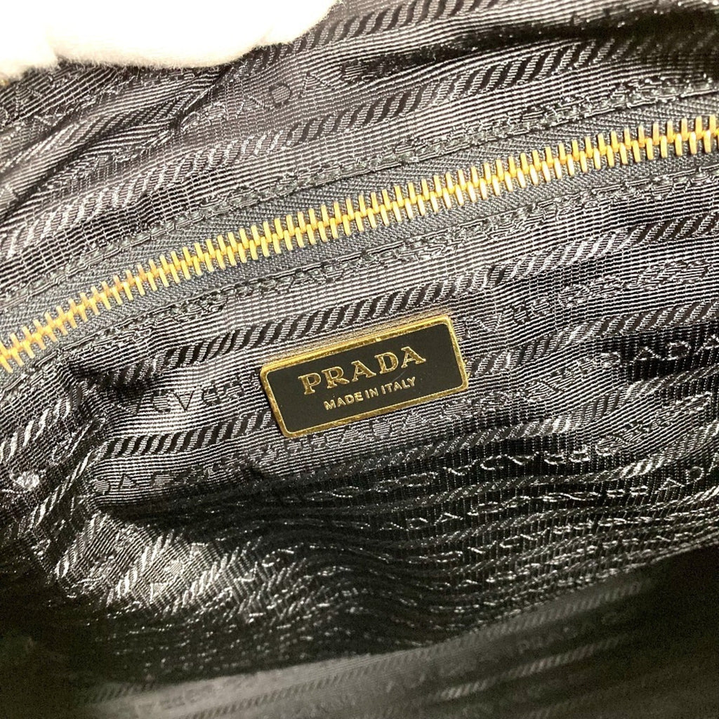 Prada Black Leather Nylon Handbag Shoulder Bag Tote Bag