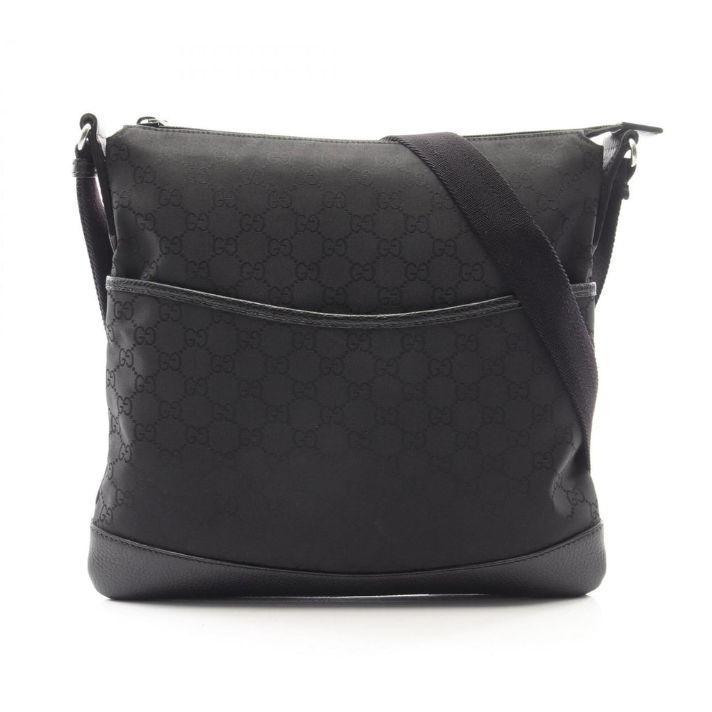 Gucci Black Nylon Leather Handbag Shoulder Bag (Pre-Owned)